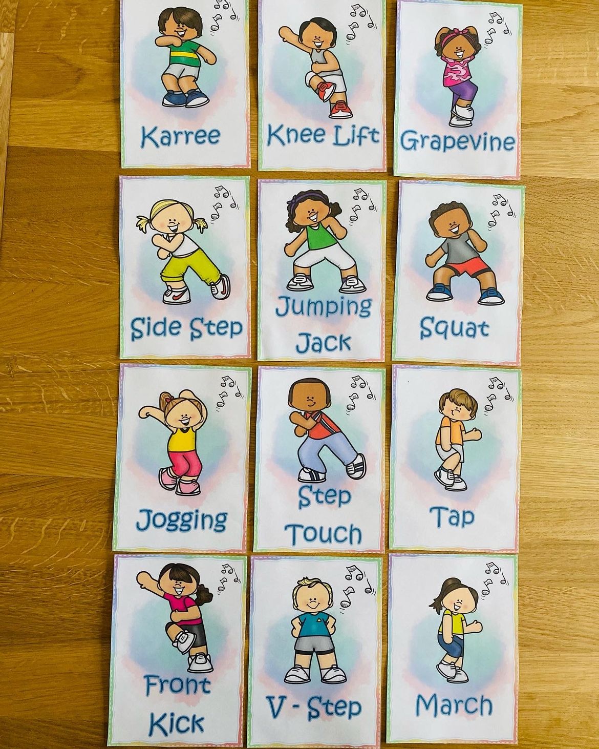 Bild in der Beschreibung des Unterrichtsmaterials Aerobic Schritte: 12 Bild-Wortkarten von Grundschulimpulse #1