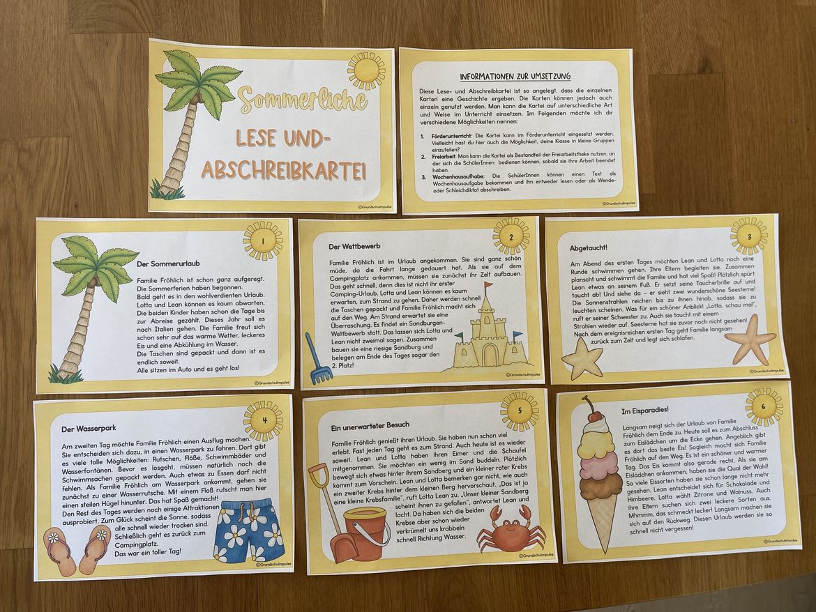 Bild in der Beschreibung des Unterrichtsmaterials Sommerliche Lese- und Abschreibkartei (Klasse 3+4) von Grundschulimpulse #1