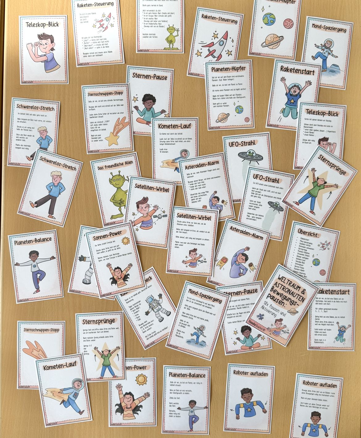 Bild in der Beschreibung des Unterrichtsmaterials 18 Bewegungspausen Weltall & Astronauten - aktive Brain Breaks für den Unterricht (Kl. 1–6) von Doodleteacher #1