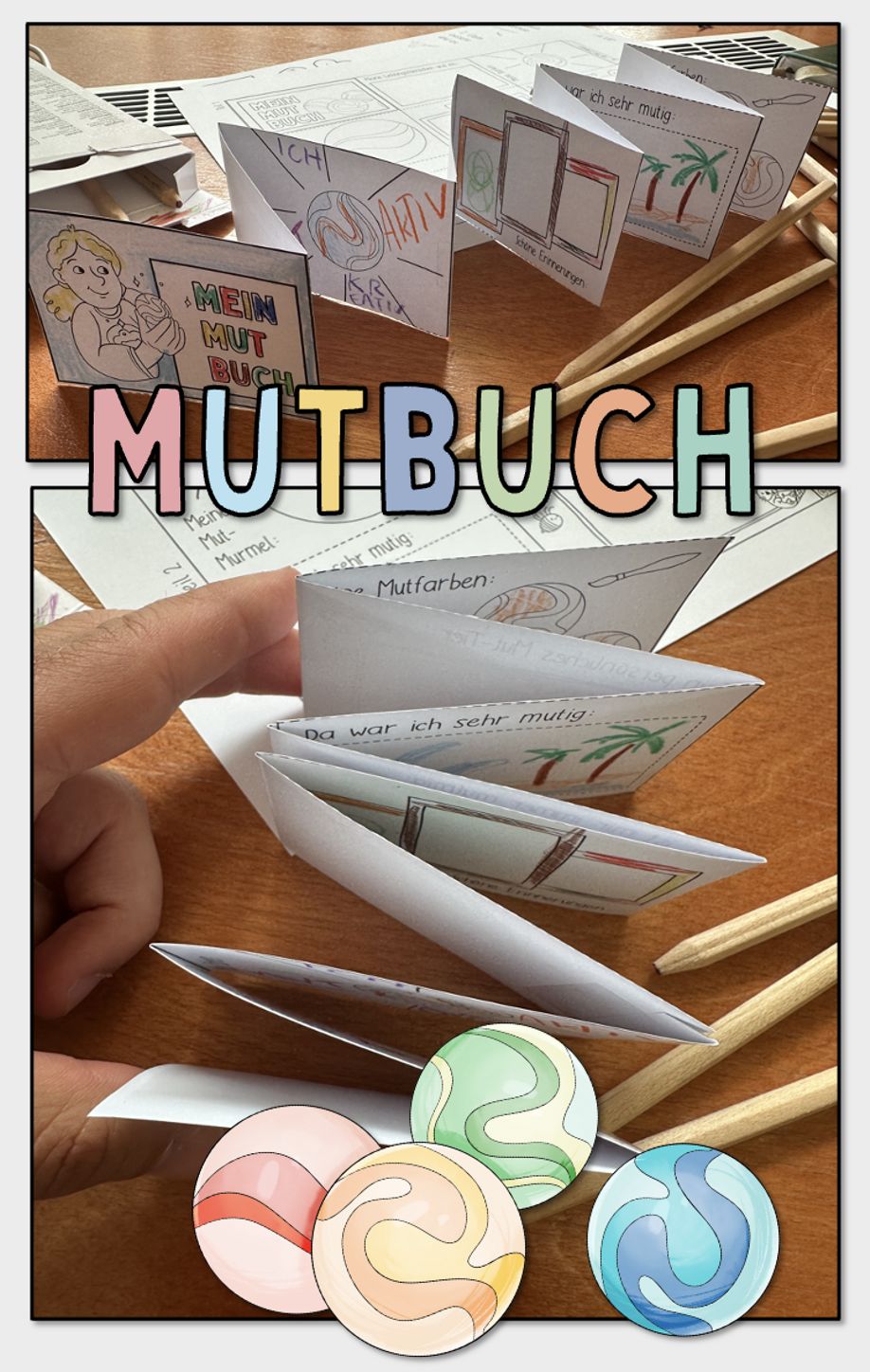 Bild in der Beschreibung des Unterrichtsmaterials Mutbuch / Leporello - auch passend zum Buch "Mutmurmeln" / Mutmacher von Doodleteacher #1