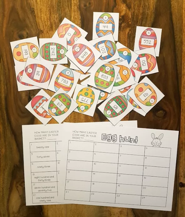 Bild in der Beschreibung des Unterrichtsmaterials Numbers Task Cards (Easter Edition) Egg Hunt von Unterrichtmitspass #1