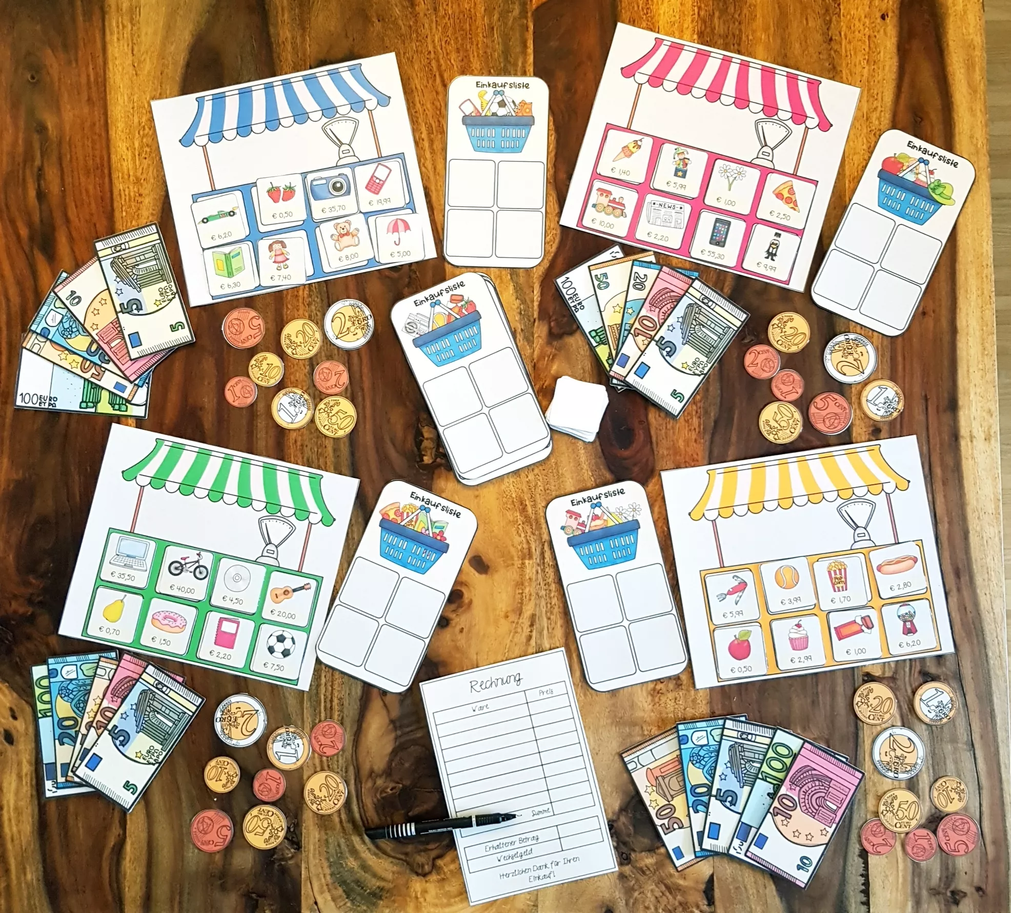 Bild in der Beschreibung des Unterrichtsmaterials Einkaufsspiel (Einkaufen und Verkaufen im spielerischen Umgang erlernen) + Spielgeld und Anwendungsideen von Unterrichtmitspass #1