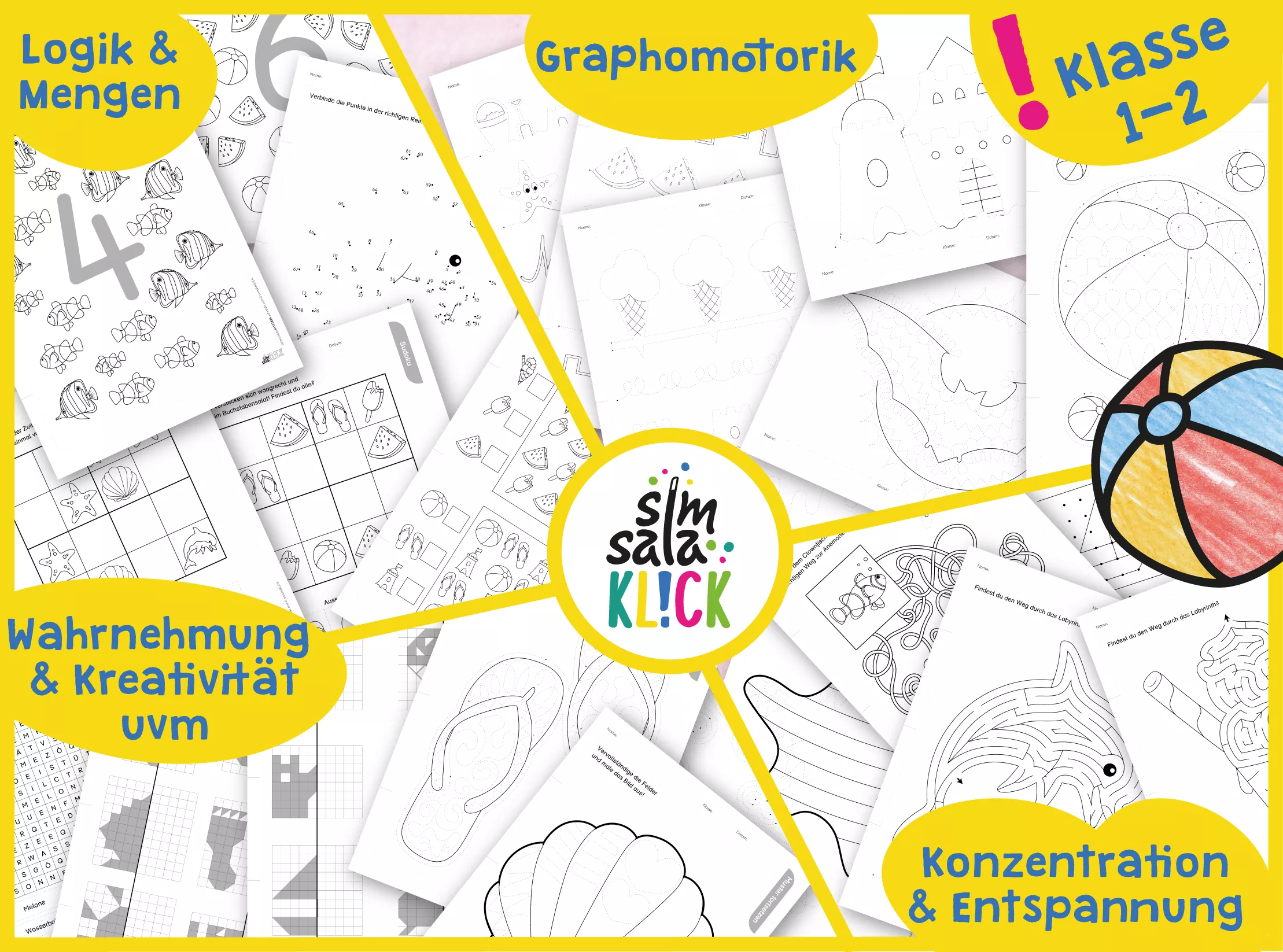Bild in der Beschreibung des Unterrichtsmaterials Sommer Freiarbeit *Lückenfüller* Klasse 1-2 von simsalaKLICK #2