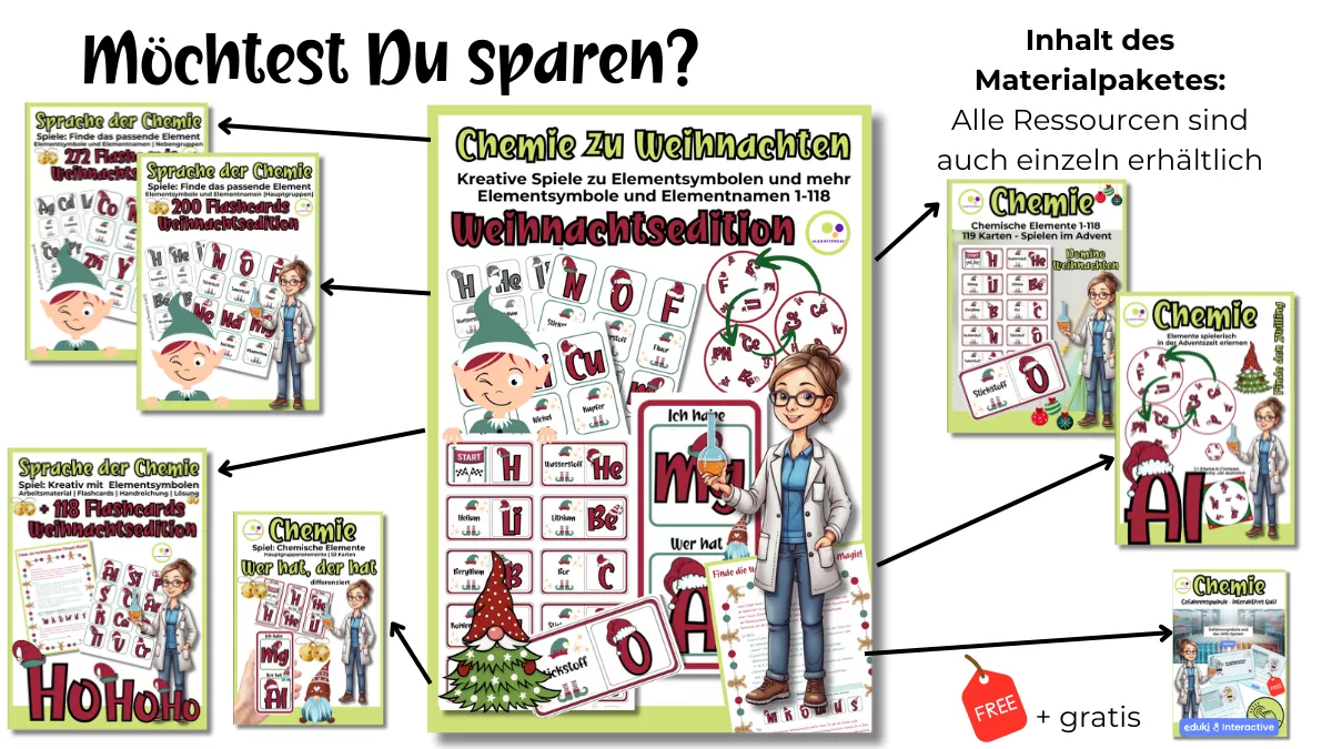 Bild in der Beschreibung des Unterrichtsmaterials Chemische Elemente | Weihnachten | Finde den Zwilling von Lernfitness #3