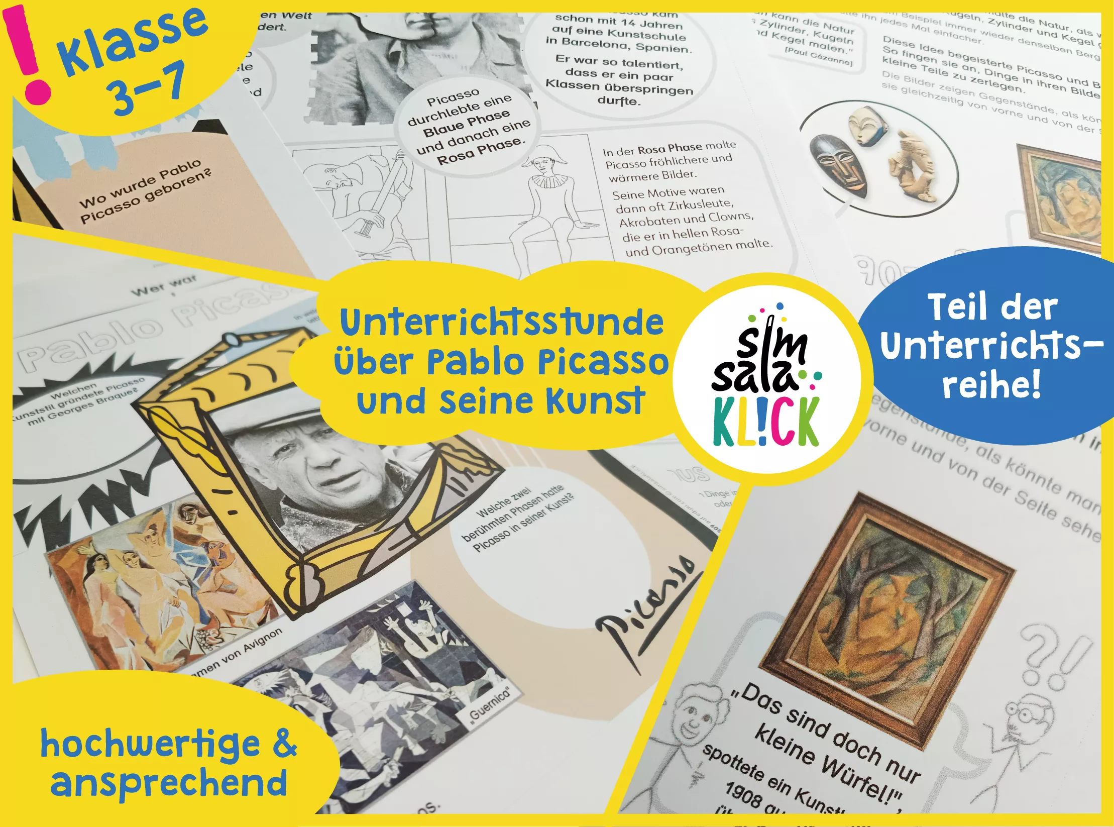 Bild in der Beschreibung des Unterrichtsmaterials KUNST Pablo Picasso Steckbrief, Quiz, Kubismus & Zeitgenossen von simsalaKLICK #1