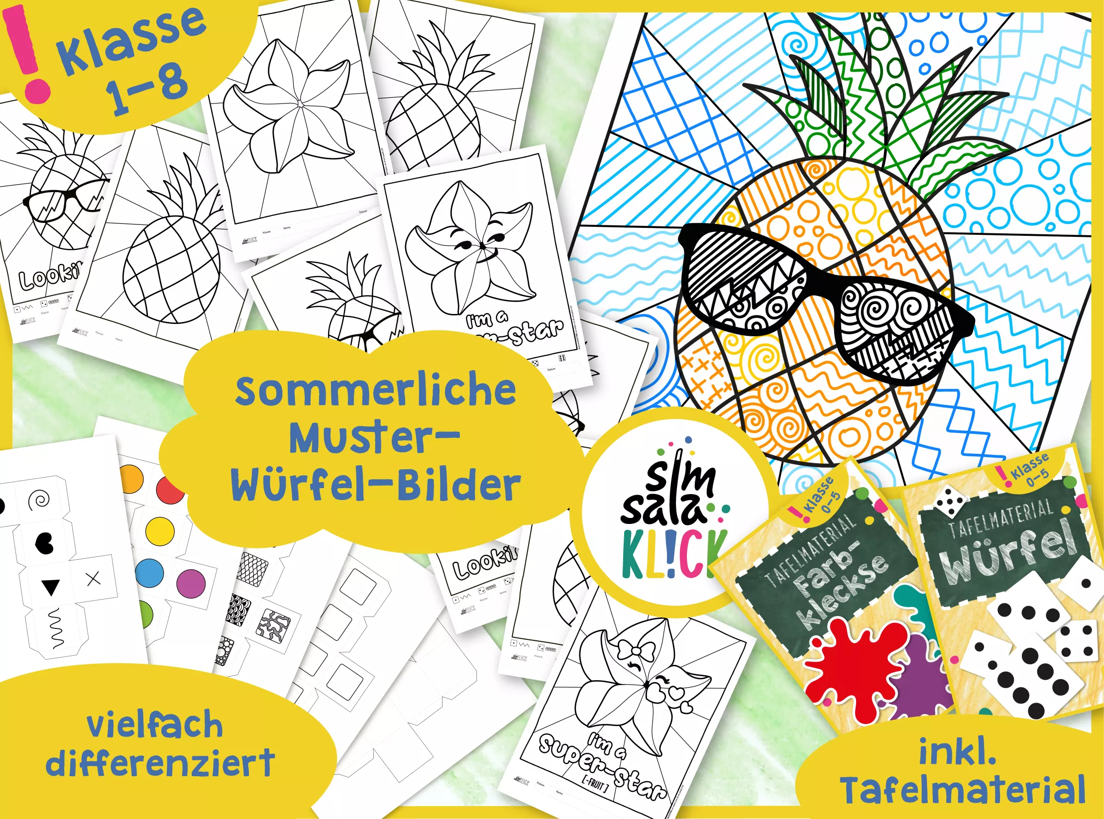 Bild in der Beschreibung des Unterrichtsmaterials KUNST 🍍sommerliche Früchte-Würfelbilder 🎲 von simsalaKLICK #1