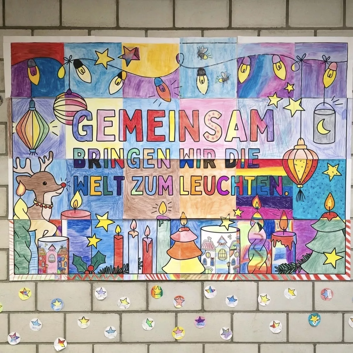 Bild in der Beschreibung des Unterrichtsmaterials Gemeinschaftsbild Weihnachten / Winter leuchten (auch Adventskalender) - XXL Poster von Doodleteacher #1