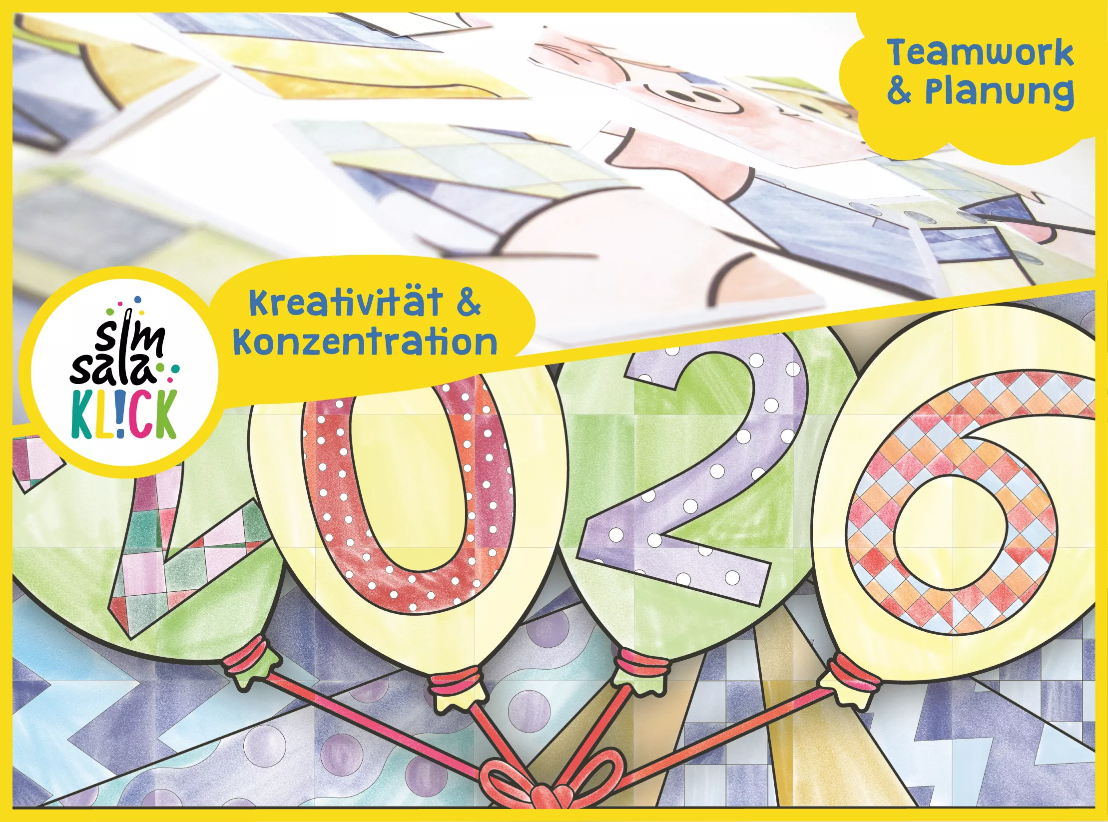 Bild in der Beschreibung des Unterrichtsmaterials Gemeinsam stark ins neue Jahr 2026: Riesiges kooperatives Plakat | Silvester-Poster 2026 inkl. Ausmalbild von simsalaKLICK #2
