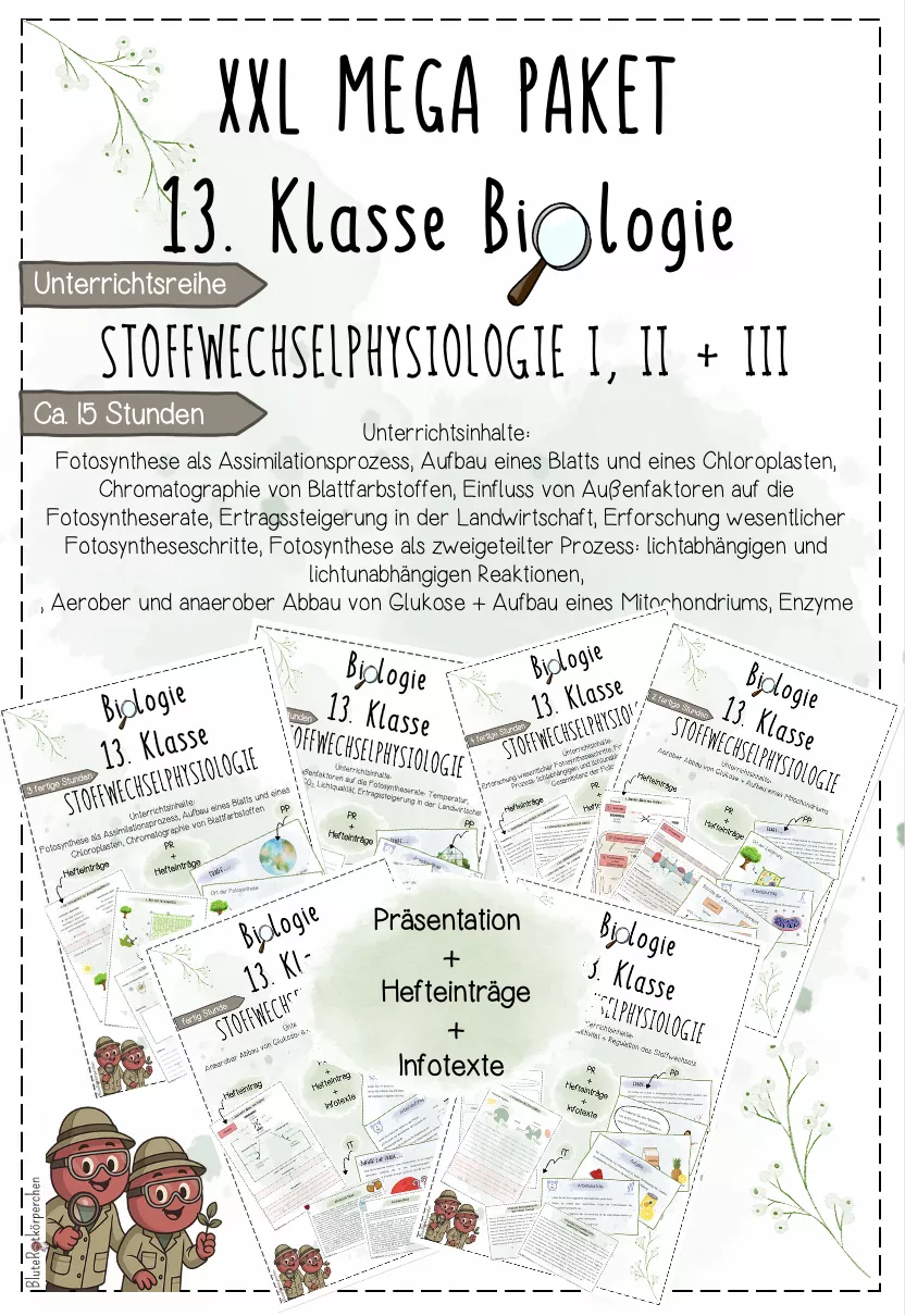 Bild in der Beschreibung des Unterrichtsmaterials Stoffwechselphysiologie I: Einfluss von Außenfaktoren auf die Fotosyntheserate | Biologie 13 | 3 fertige Unterrichtsstunden | sofort einsetzbar von BluteRotkörperchen #1