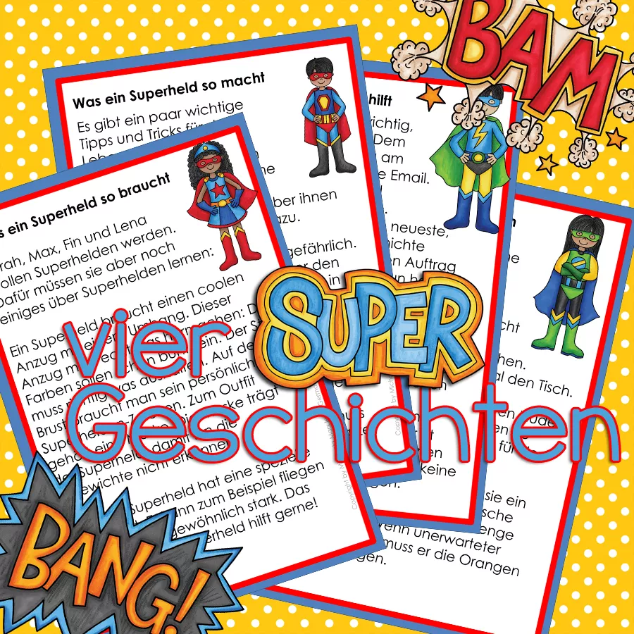 Bild in der Beschreibung des Unterrichtsmaterials Superhelden für die vier Fälle- Geschichten und Arbeitsblätter zu Nominativ, Genitiv, Dativ und Akkusativ von Clever Teaching #2