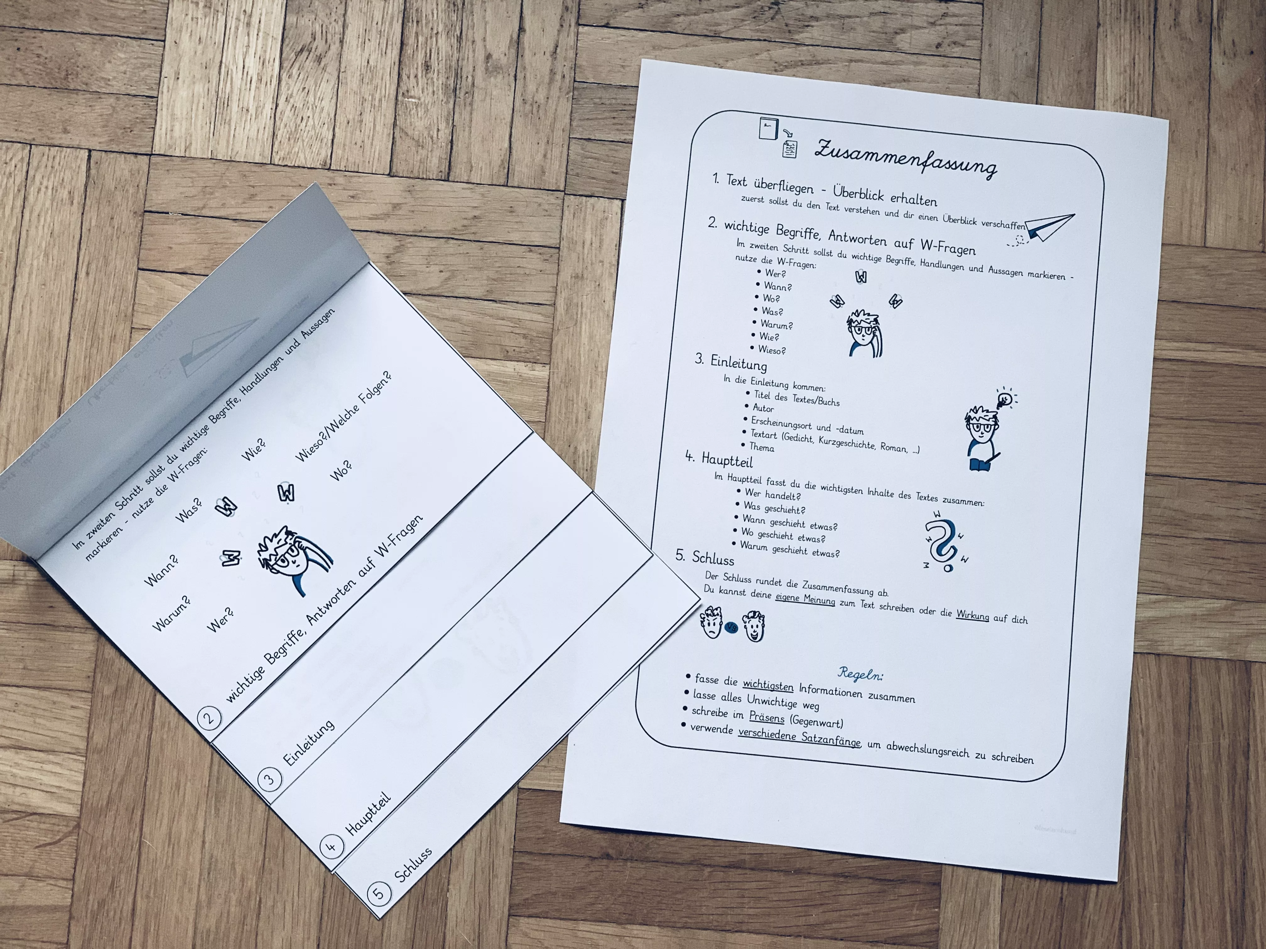 Bild in der Beschreibung des Unterrichtsmaterials Zusammenfassung schreiben - Übersicht und Flipbook von LeseLernHund | Jana #1