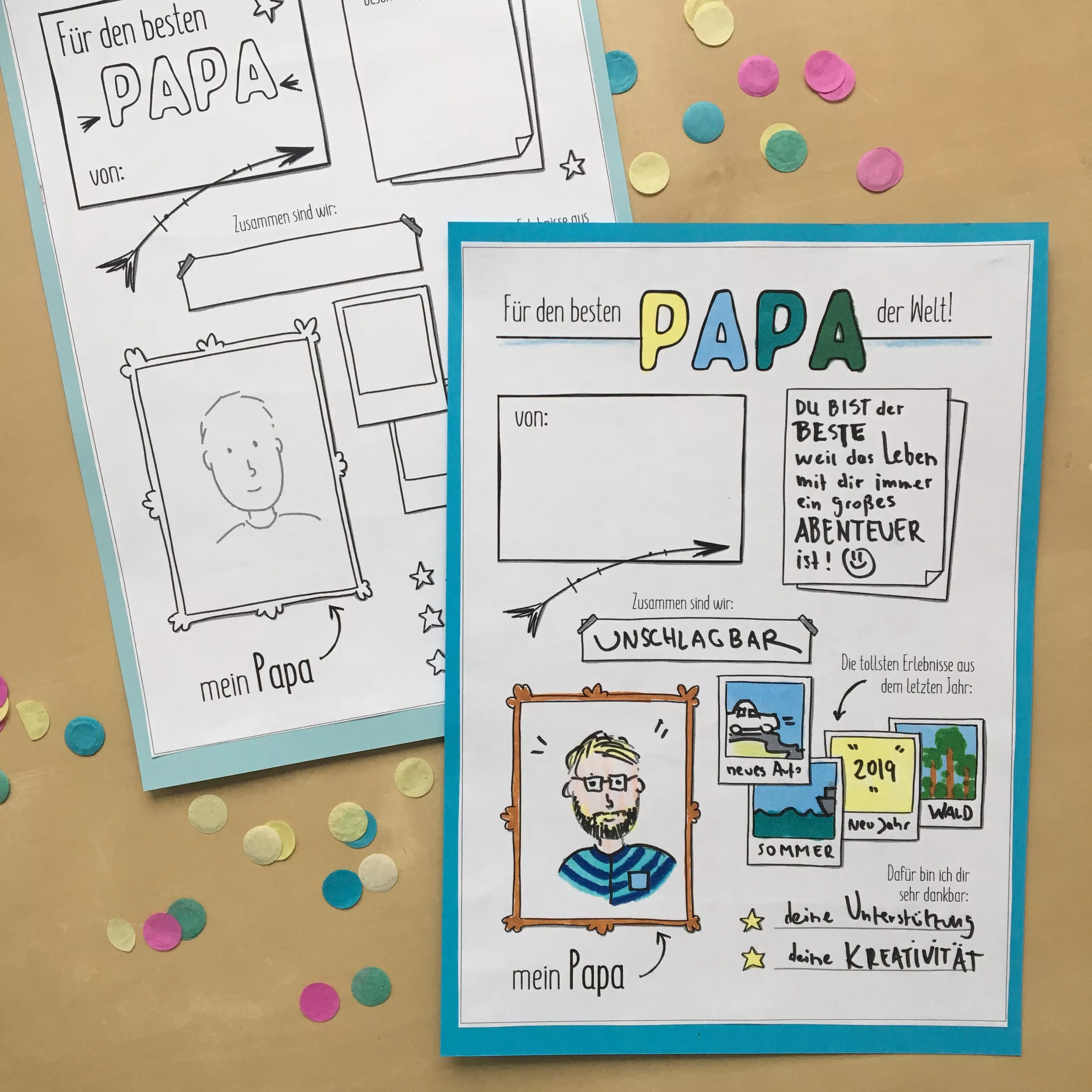 Bild in der Beschreibung des Unterrichtsmaterials Vatertag - Sketchnote Vorlagen (D, E, F, Sp + Heldenversion) von Doodleteacher #1