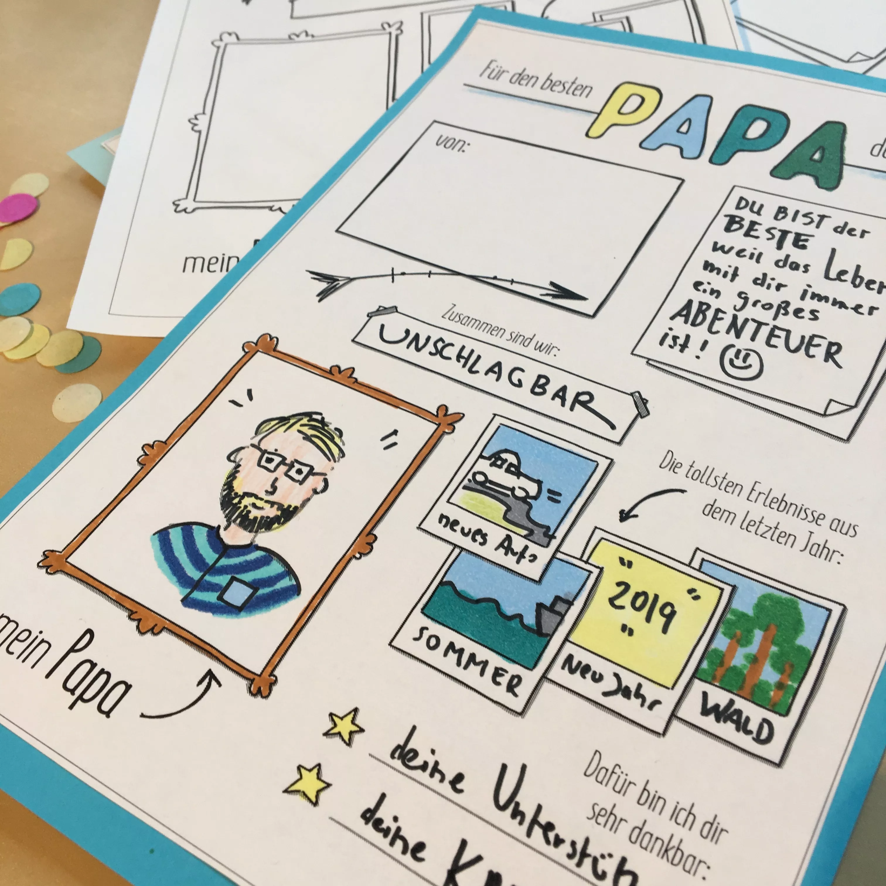 Bild in der Beschreibung des Unterrichtsmaterials Vatertag - Sketchnote Vorlagen (D, E, F, Sp + Heldenversion) von Doodleteacher #2