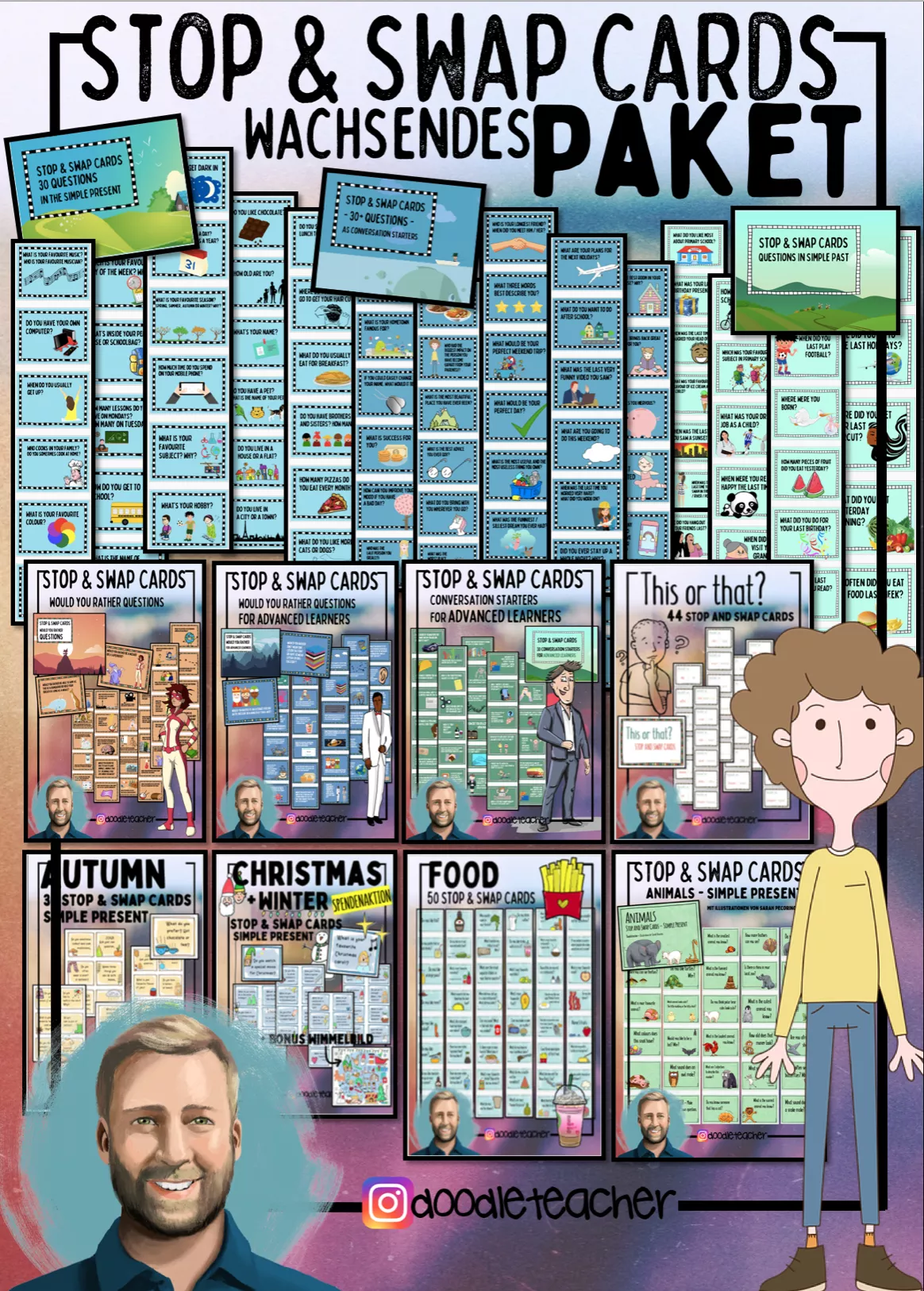 Bild in der Beschreibung des Unterrichtsmaterials Stop & Swap Cards - Conversation Starters (diversity edition) von Doodleteacher #1