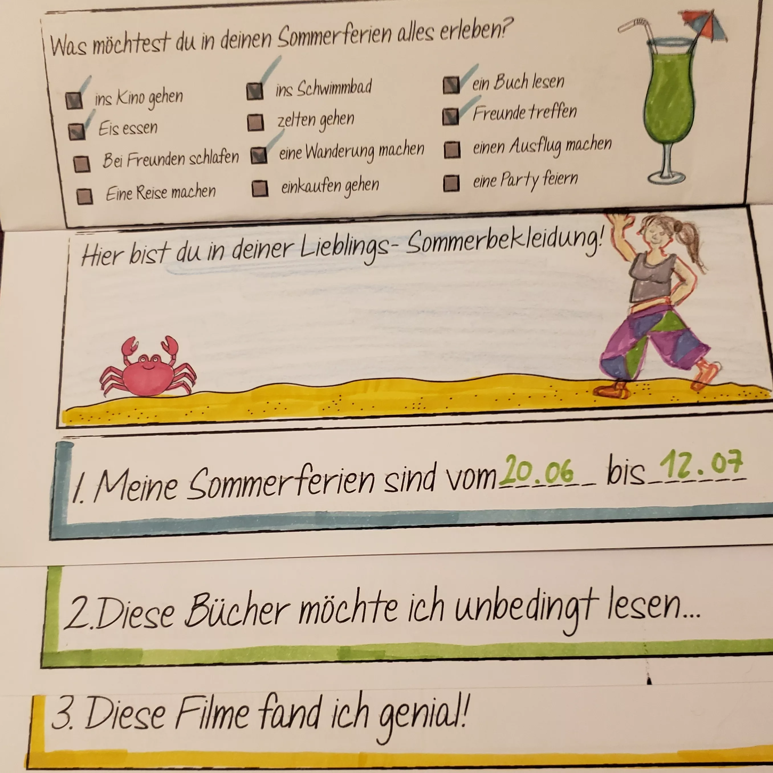 Bild in der Beschreibung des Unterrichtsmaterials Flipbook: Meine Sommerferien #übungenfürzwischendurch von kreativ lernen #1