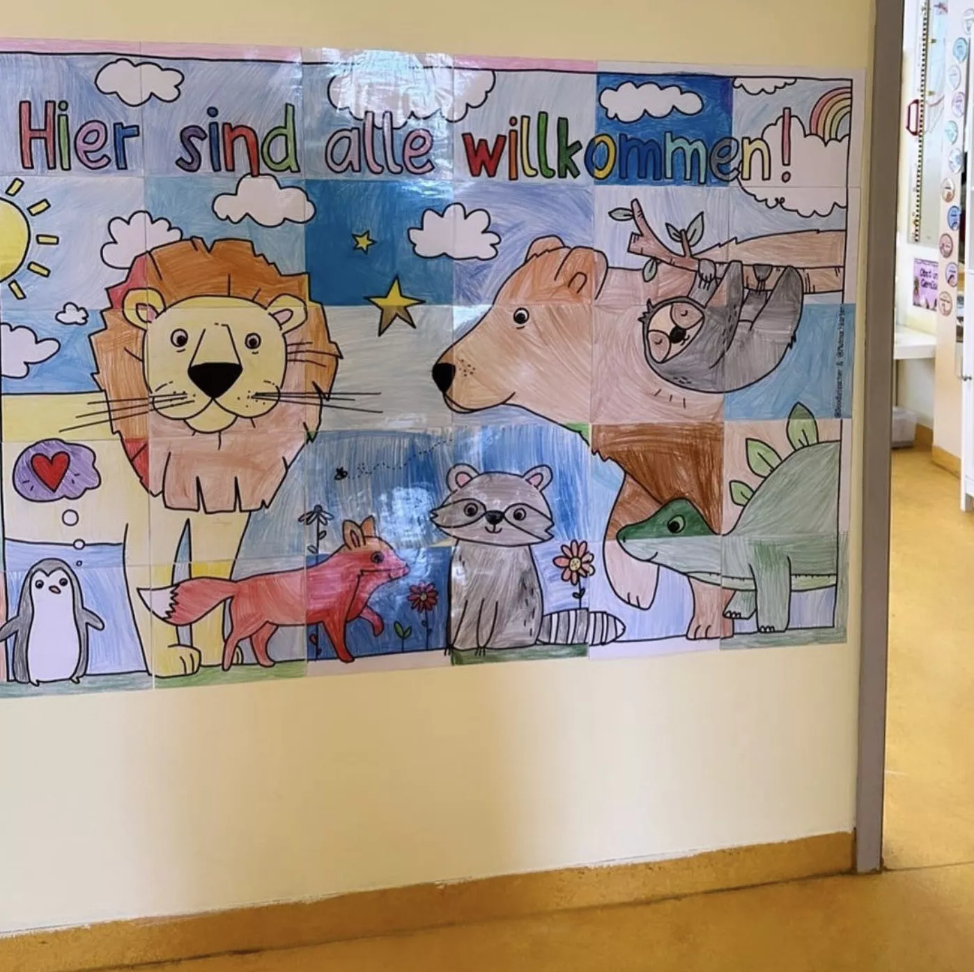 Bild in der Beschreibung des Unterrichtsmaterials "Hier sind alle willkommen!" - Kooperatives Poster mit 🦊 Tieren von @mutmachkarten von Doodleteacher #3