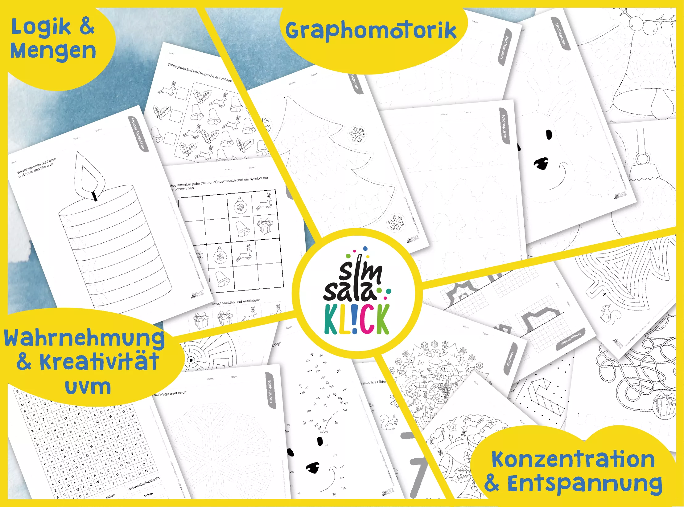 Bild in der Beschreibung des Unterrichtsmaterials Freiarbeit & Ausmalbilder: Weihnachten und Winter – 1. & 2. Klasse von simsalaKLICK #2