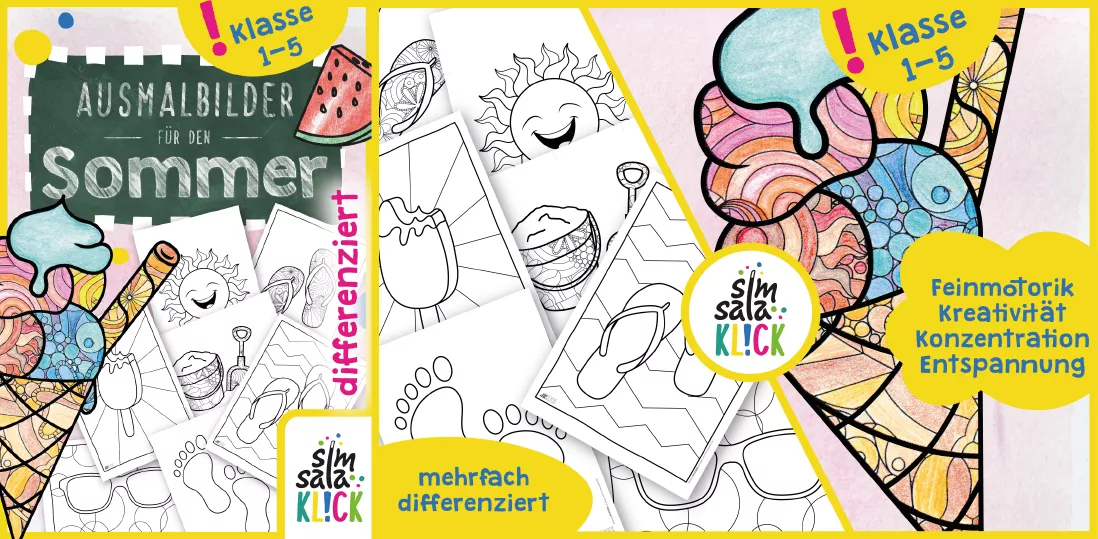 Bild in der Beschreibung des Unterrichtsmaterials wachsendes *SPAR-PAKET* Ausmalbilder für die Grundschule (Klasse 1-4) von simsalaKLICK #4