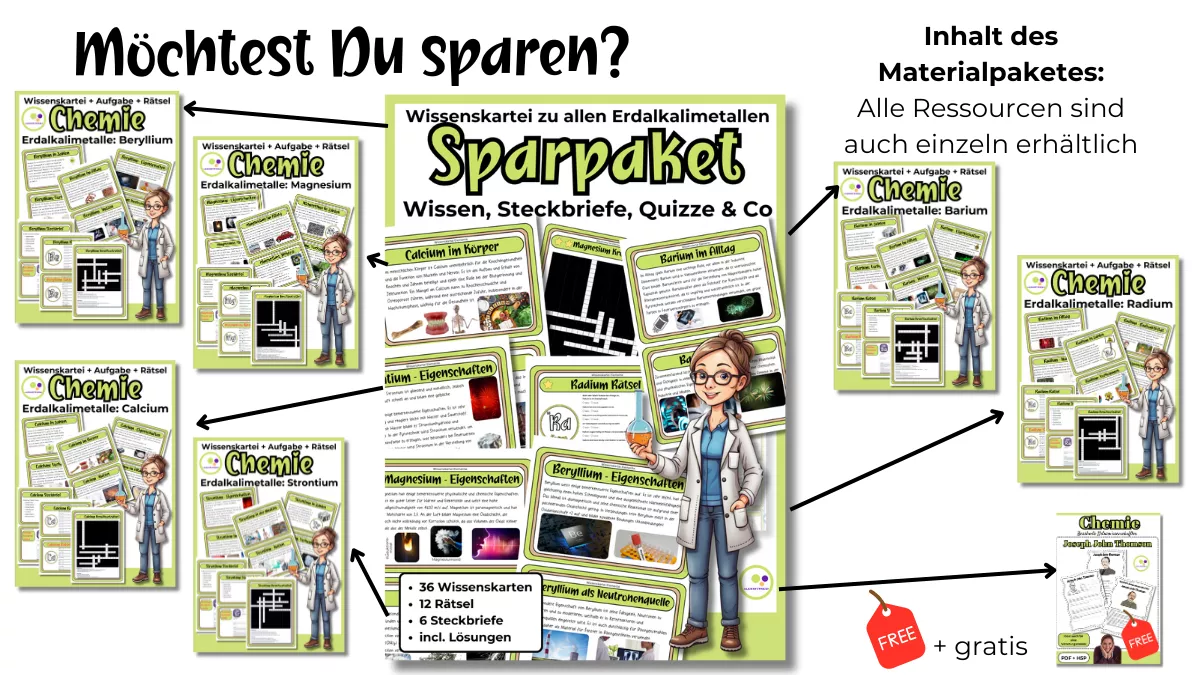 Bild in der Beschreibung des Unterrichtsmaterials Erdalkalimetalle: Barium Wissenskartei Steckbrief Quizze von Lernfitness #2