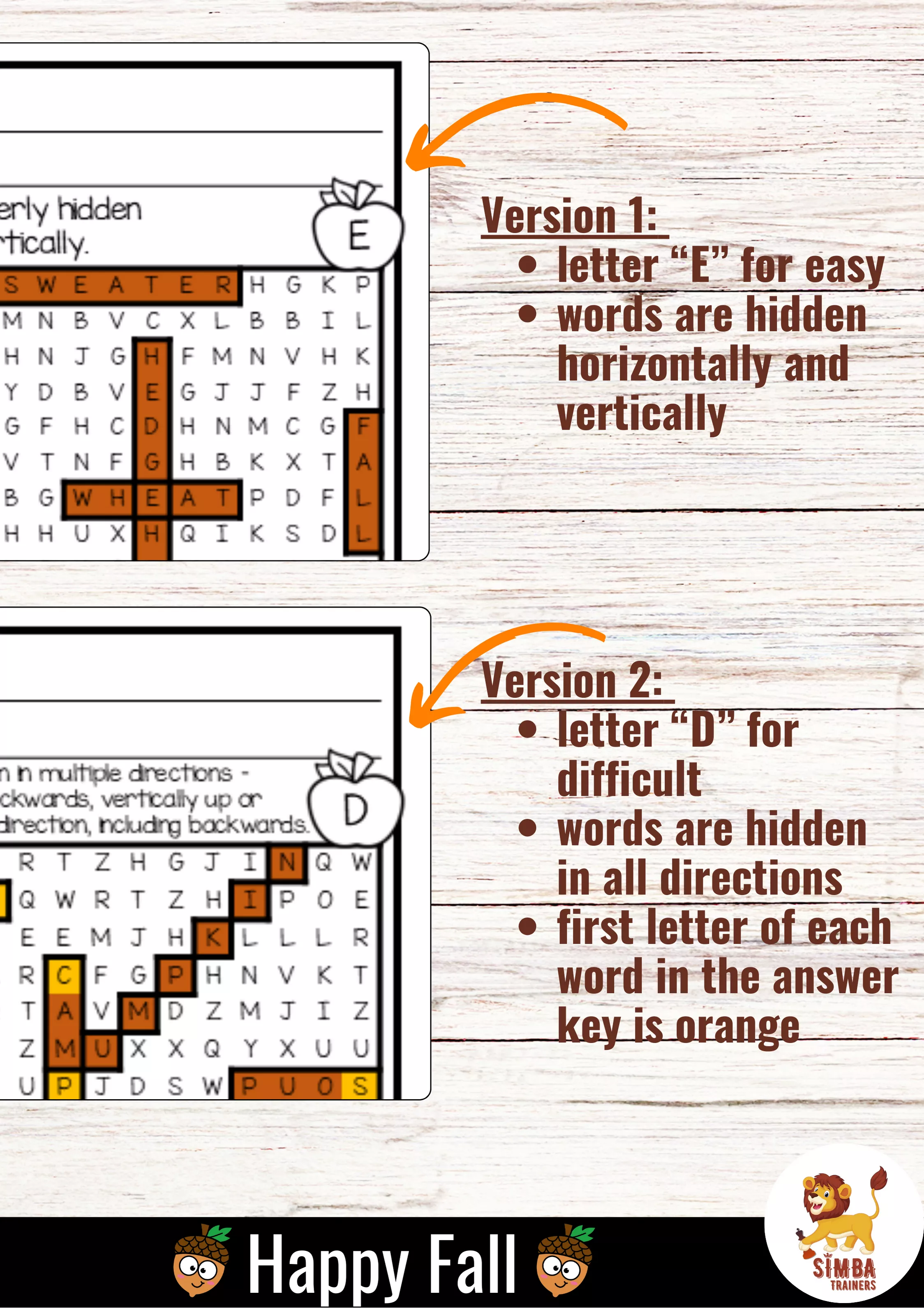 Bild in der Beschreibung des Unterrichtsmaterials XXL Word Search Puzzle (Fall) | Seasons Φθινόπωρο Εποχές Αγγλικά von SIMBA Trainers Education #1