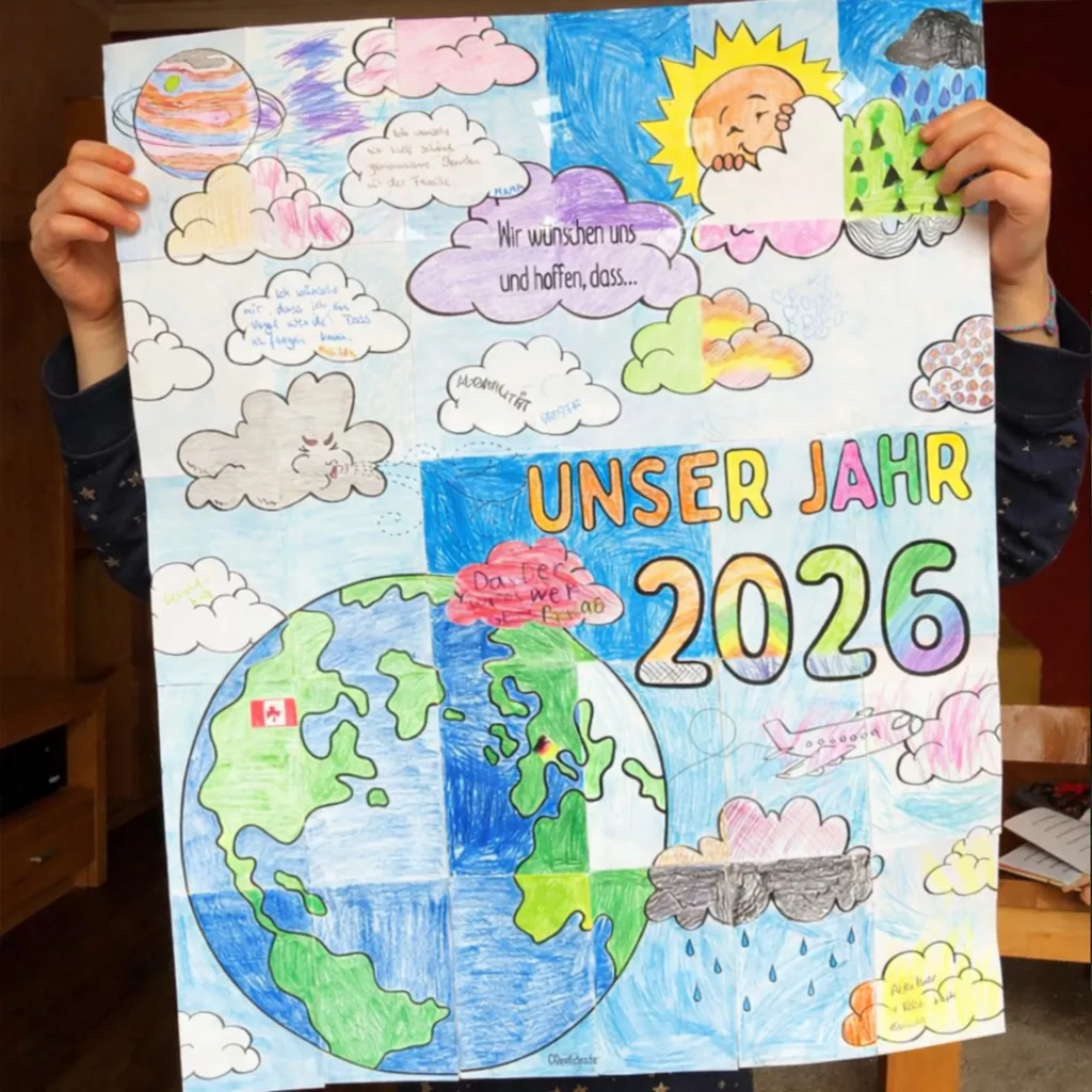 Bild in der Beschreibung des Unterrichtsmaterials Unser Jahr 2026 / Neujahr - Kooperatives Poster / Gemeinschaftsbild von Doodleteacher #4