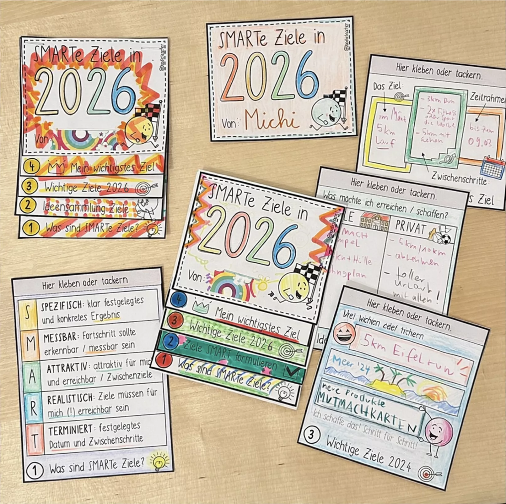 Bild in der Beschreibung des Unterrichtsmaterials SMARTe Ziele - Flipbook / auch zum Jahresstart 2026 Neujahr von Doodleteacher #1