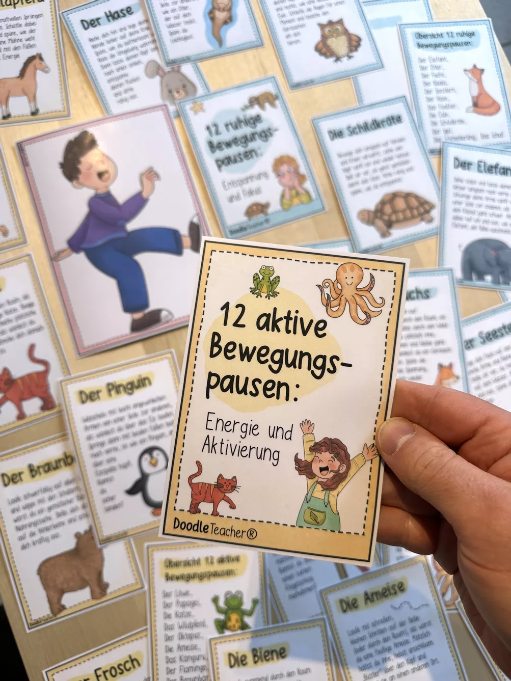 Bild in der Beschreibung des Unterrichtsmaterials 12 Aktive Bewegungspausen – Energie & Aktivierung / Brain Breaks von Doodleteacher #1