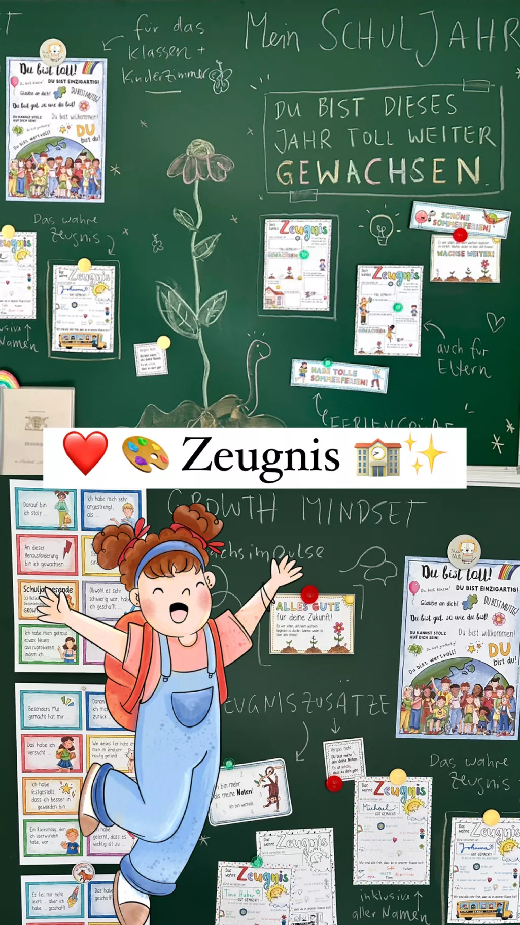 Bild in der Beschreibung des Unterrichtsmaterials Das wahre Zeugnis + Mutmacher & Affirmationen / Urkunde Zeugniszeit Kinderzeugnis von Doodleteacher #2