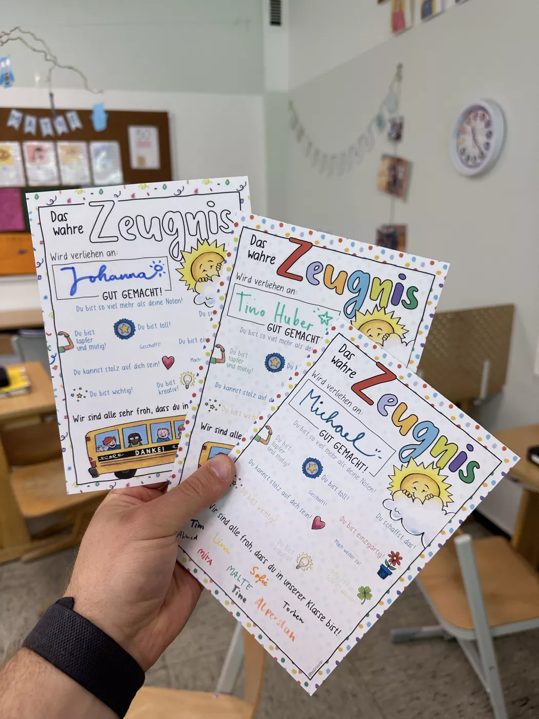 Bild in der Beschreibung des Unterrichtsmaterials Das wahre Zeugnis + Mutmacher & Affirmationen / Urkunde Zeugniszeit Kinderzeugnis von Doodleteacher #1
