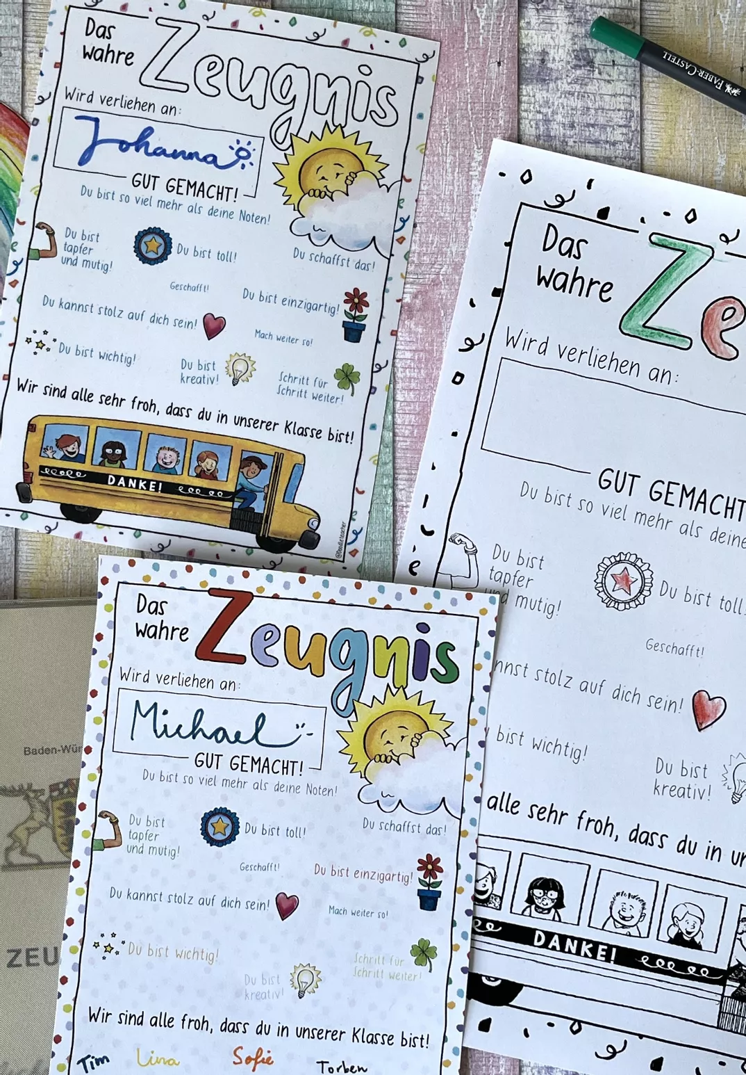 Bild in der Beschreibung des Unterrichtsmaterials Das wahre Zeugnis + Mutmacher & Affirmationen / Urkunde Zeugniszeit Kinderzeugnis von Doodleteacher #3