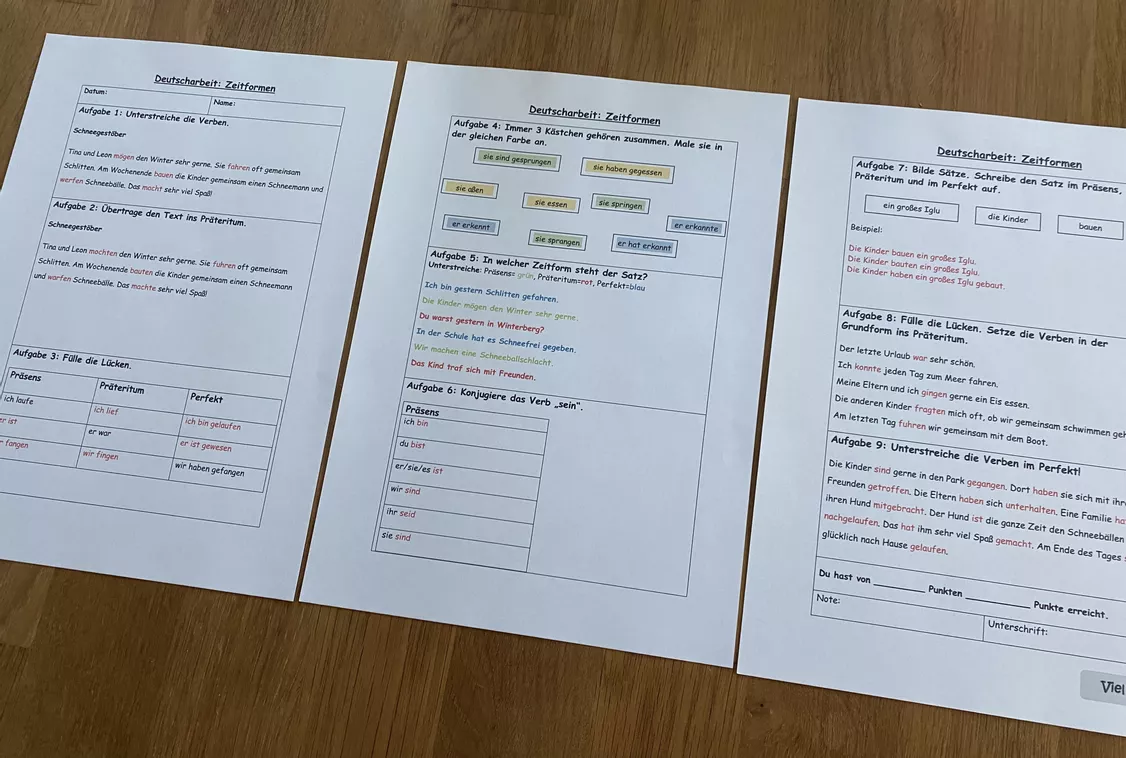 Bild in der Beschreibung des Unterrichtsmaterials Klassenarbeit Zeitformen mit Lösung und Bewertung (Klasse 3) von Grundschulimpulse #2