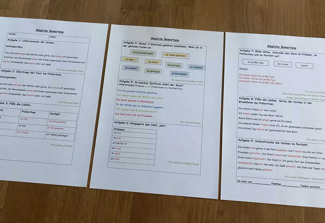 Bild in der Beschreibung des Unterrichtsmaterials Klassenarbeit Zeitformen mit Lösung und Bewertung (Klasse 3) von Grundschulimpulse #3