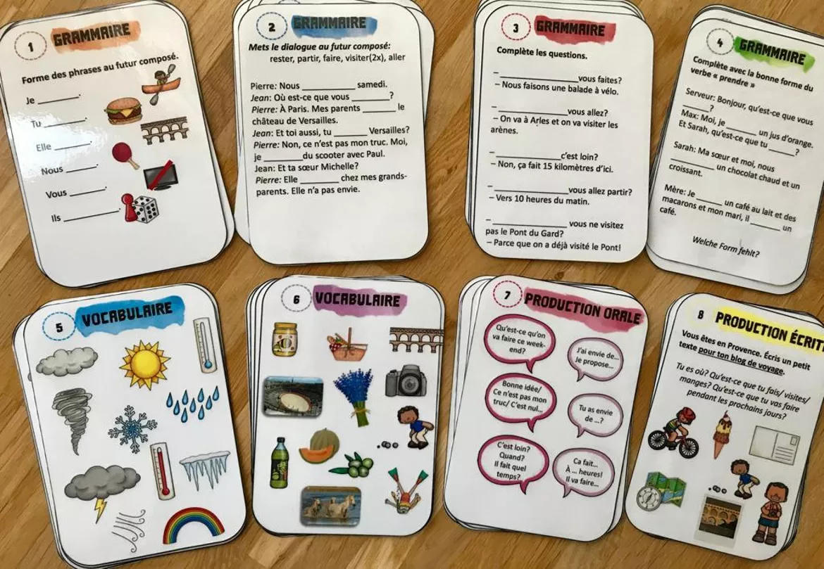 Bild in der Beschreibung des Unterrichtsmaterials Task Cards: Provence, Wetter (temps), Futur composé, Fragewörter (mots de question) von Mme_Sie #1