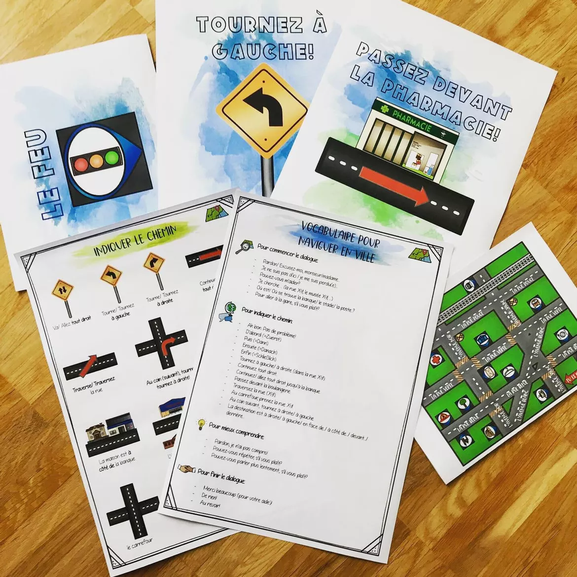 Bild in der Beschreibung des Unterrichtsmaterials Sparpaket: Indiquer le chemin & en ville von Mme_Sie #6