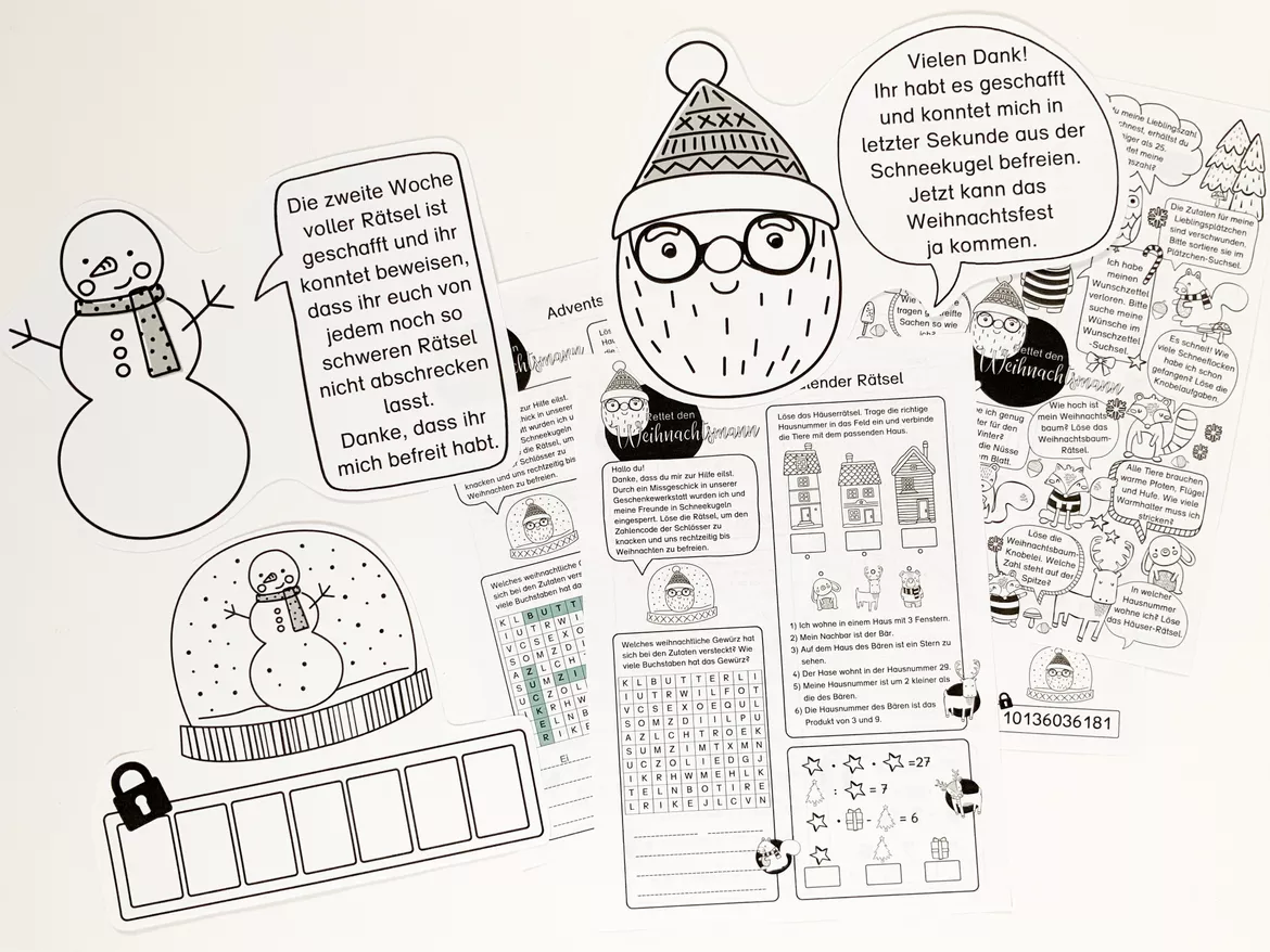 Bild in der Beschreibung des Unterrichtsmaterials Adventskalender - Escape Adventskalender - Abenteueradventskalender - Rettet den Weihnachtsmann - Advent - Weihnachten von kreative Schatzkiste #1