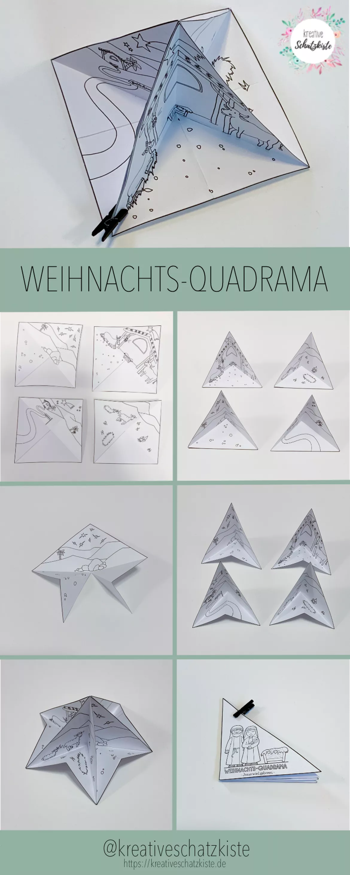Bild in der Beschreibung des Unterrichtsmaterials Weihnachts-Quadrama - Weihnachten - Quadrama - Weihnachtsgeschichte - Jesus wird geboren von kreative Schatzkiste #3