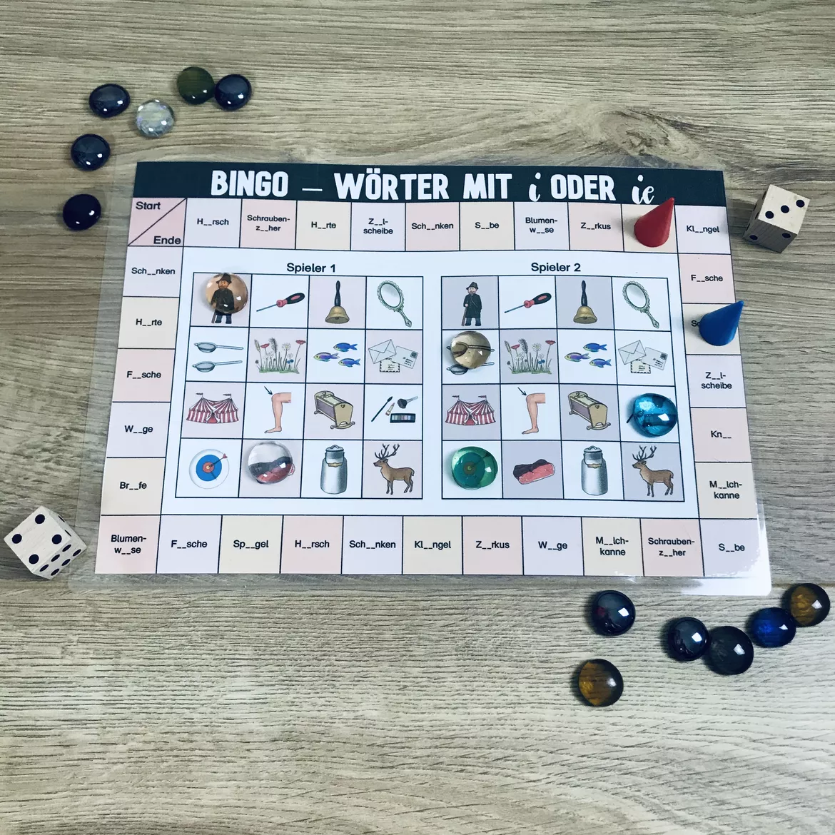 Bild in der Beschreibung des Unterrichtsmaterials Bingo und Brettspiel - Wörter mit i und ie von The Growing Firsties #1