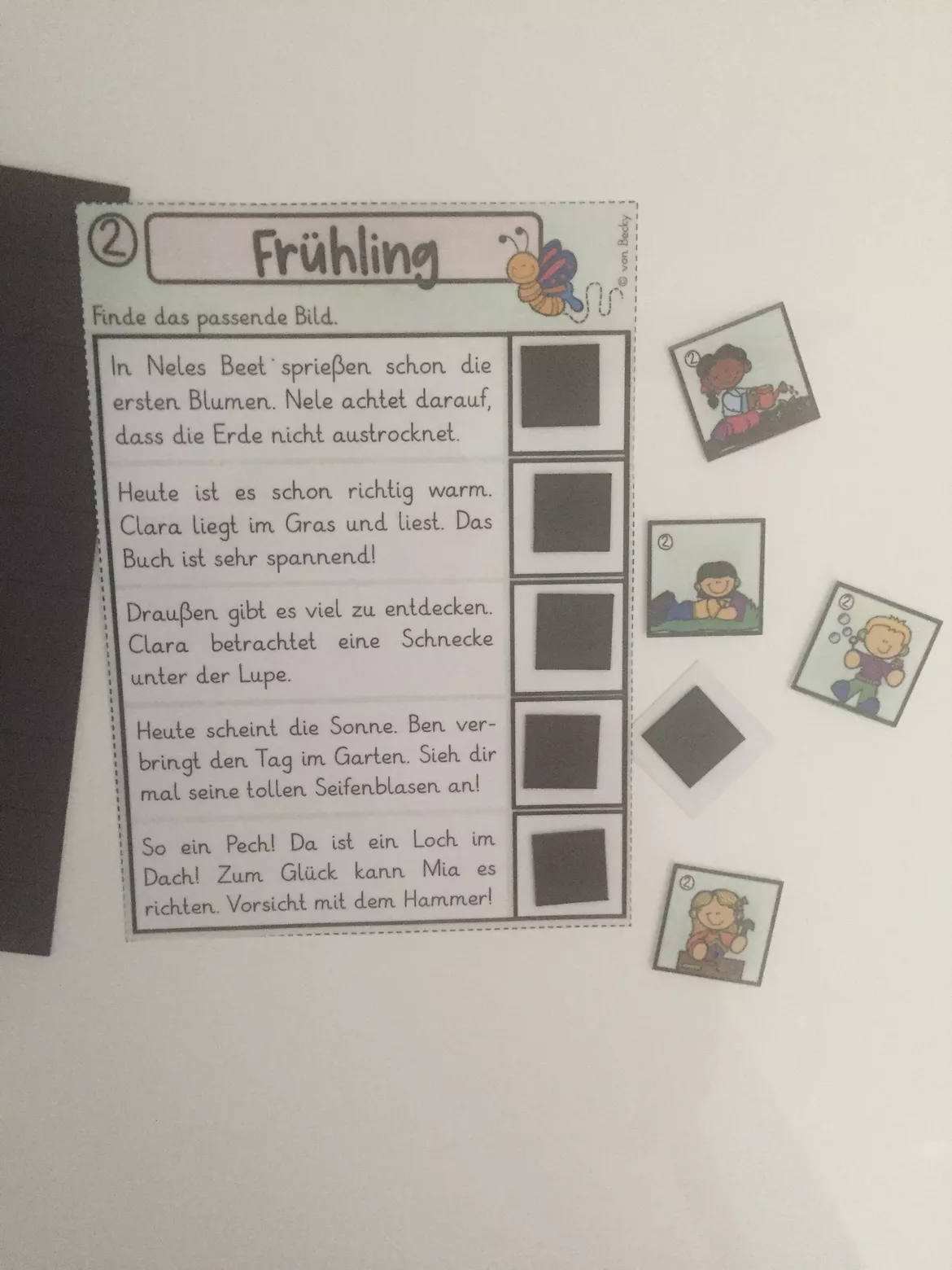 Bild in der Beschreibung des Unterrichtsmaterials Lesen Freiarbeit (Text-Bild-Zuordnung Frühling) von Becky #2