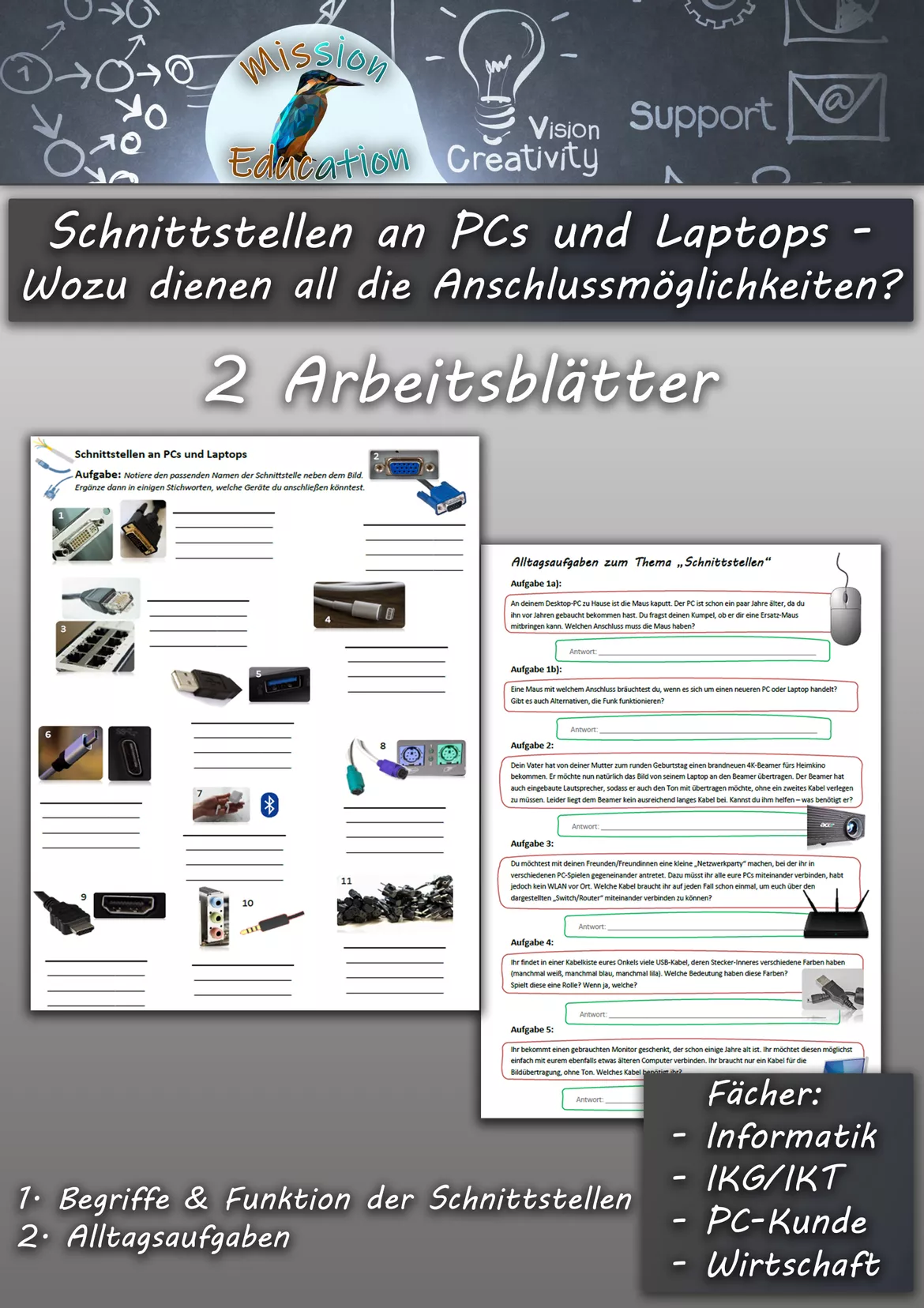 Bild in der Beschreibung des Unterrichtsmaterials Großes Sparpaket: Hardware: Schnittstellen an PCs, Laptops, Smartphones, Tablets: Wozu dienen all die Anschlussmöglichkeiten? von Mission Education #4
