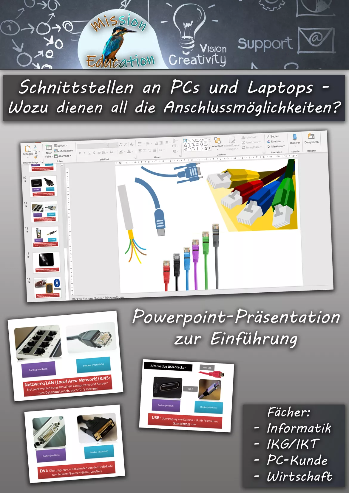 Bild in der Beschreibung des Unterrichtsmaterials Großes Sparpaket: Hardware: Schnittstellen an PCs, Laptops, Smartphones, Tablets: Wozu dienen all die Anschlussmöglichkeiten? von Mission Education #1