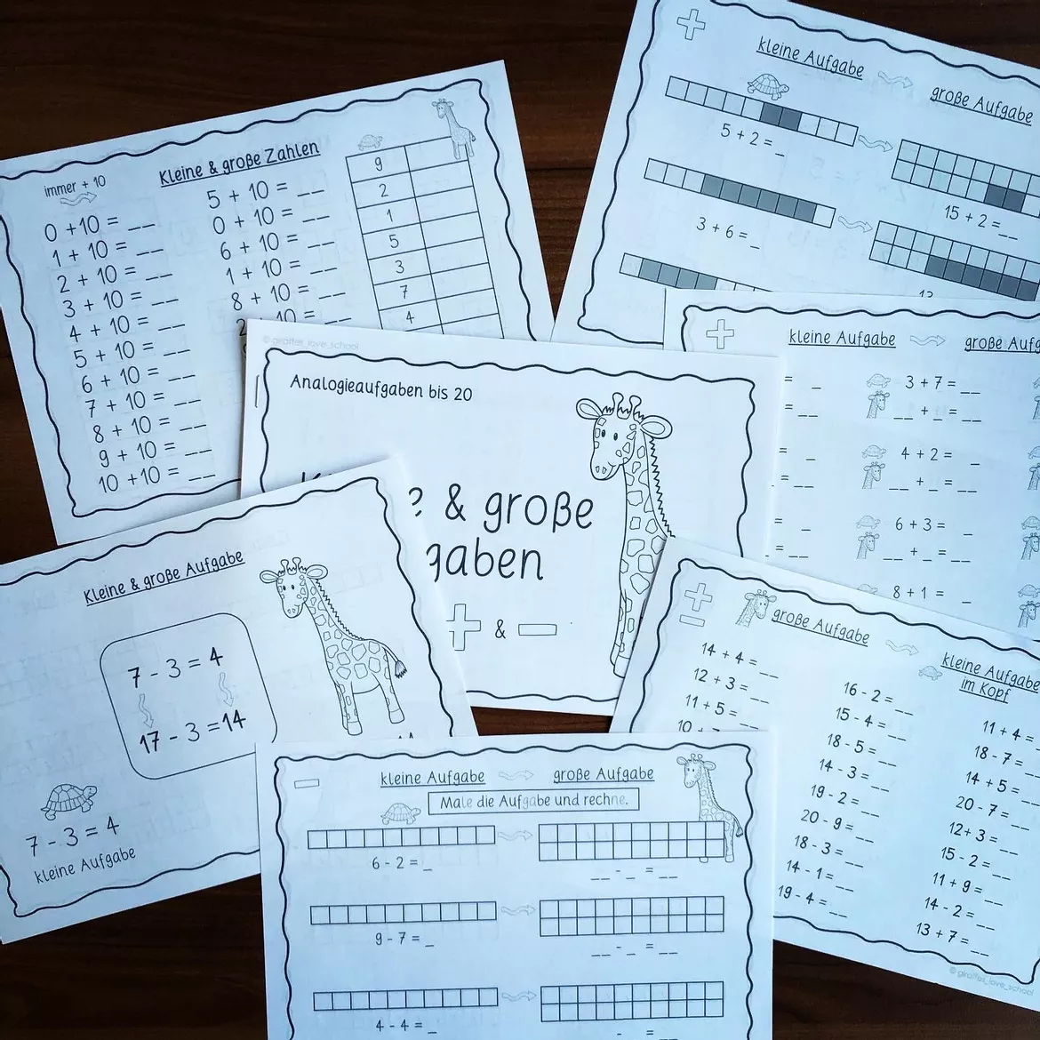 Bild in der Beschreibung des Unterrichtsmaterials Analogieaufgaben Arbeitsheft ZR 20 – Addition & Subtraktion verstehen (Mathe Klasse 1/2, differenziert) von Giraffes_love_school #1