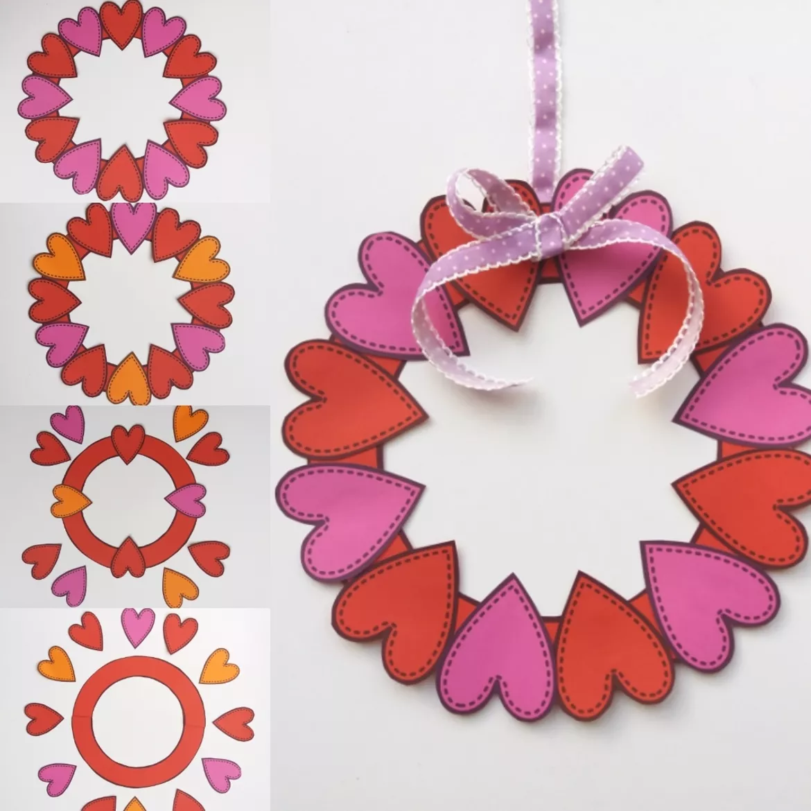 Bild in der Beschreibung des Unterrichtsmaterials Kranz aus Herzen basteln Muttertag Valentinstag Vatertag von Wolkenland.Graphics #1