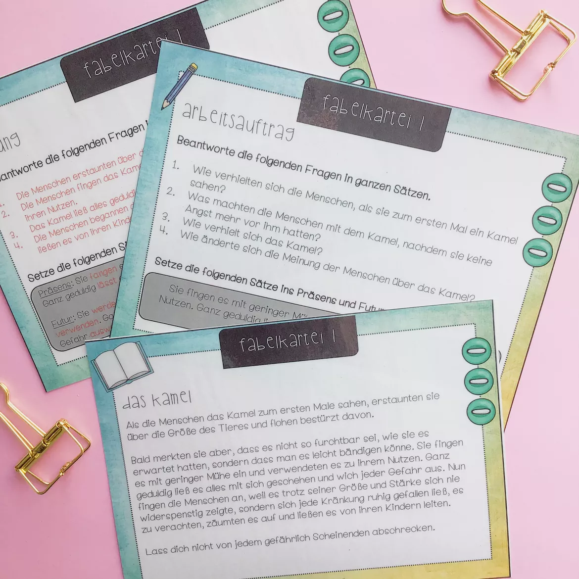 Bild in der Beschreibung des Unterrichtsmaterials Lesekompetenz fördern mit der Fabeln-Lesekartei #edukilights22 von Meine Materialwelt #1
