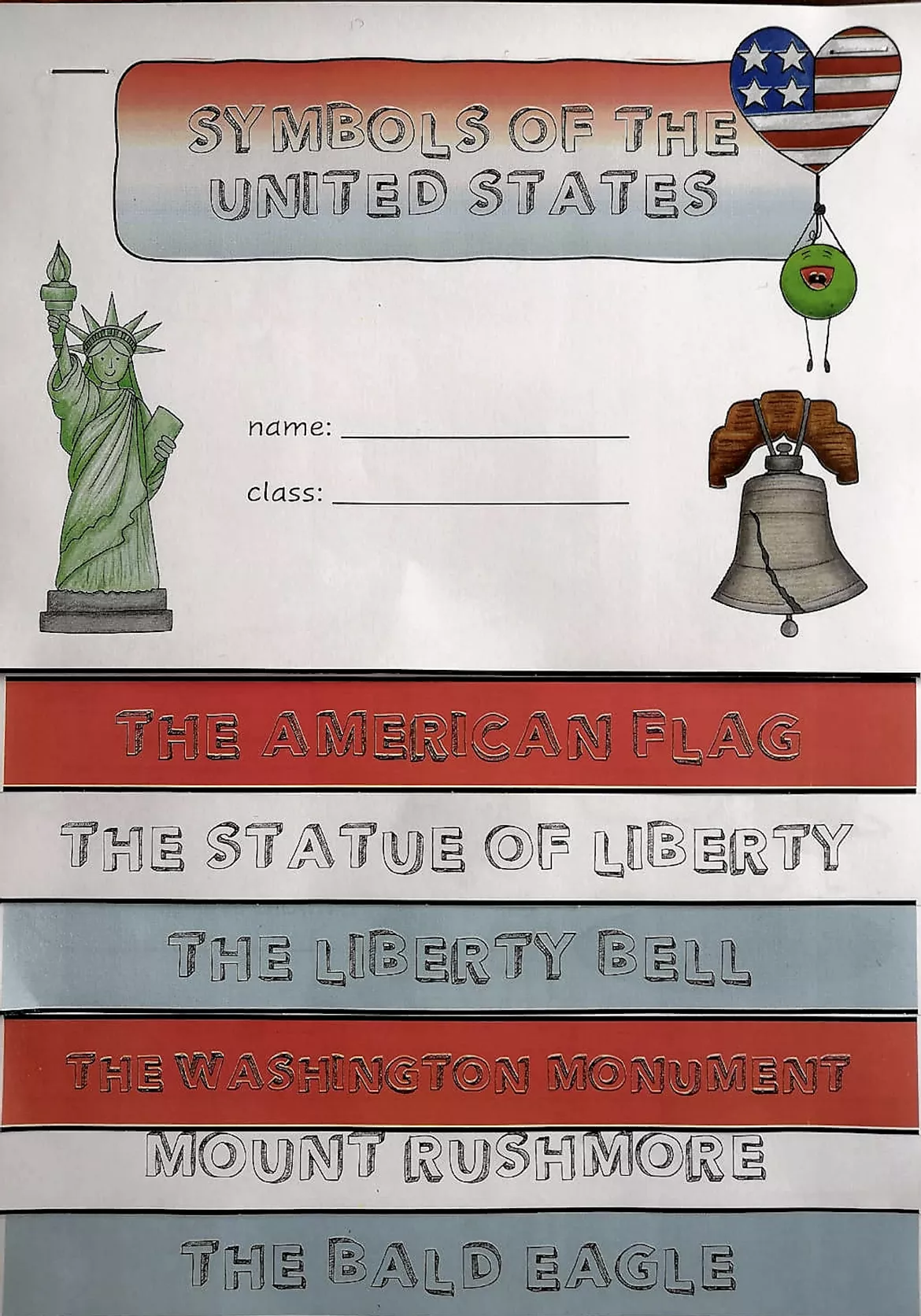 Bild in der Beschreibung des Unterrichtsmaterials USA Landeskunde - National Symbols - Flipbook von MacaroniPenguin #1