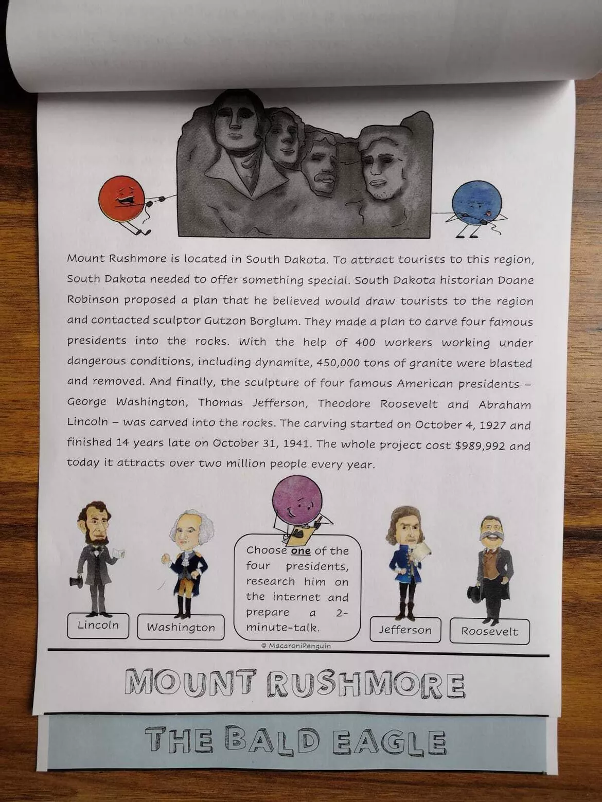 Bild in der Beschreibung des Unterrichtsmaterials USA Landeskunde - National Symbols - Flipbook von MacaroniPenguin #2