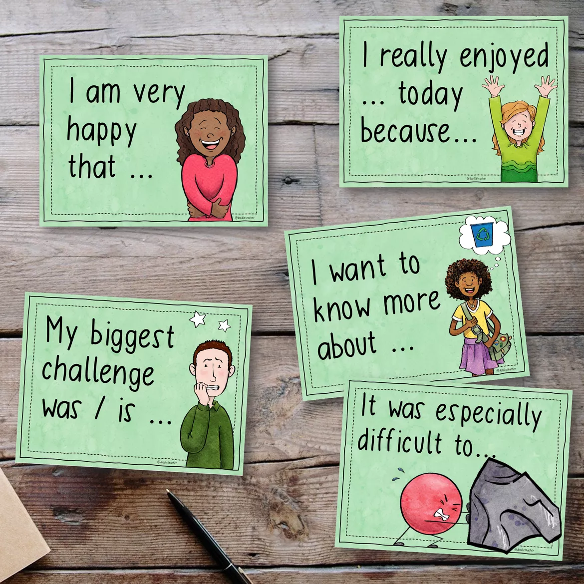 Bild in der Beschreibung des Unterrichtsmaterials Talking & Reflecting Cards - School Lessons von Doodleteacher #1