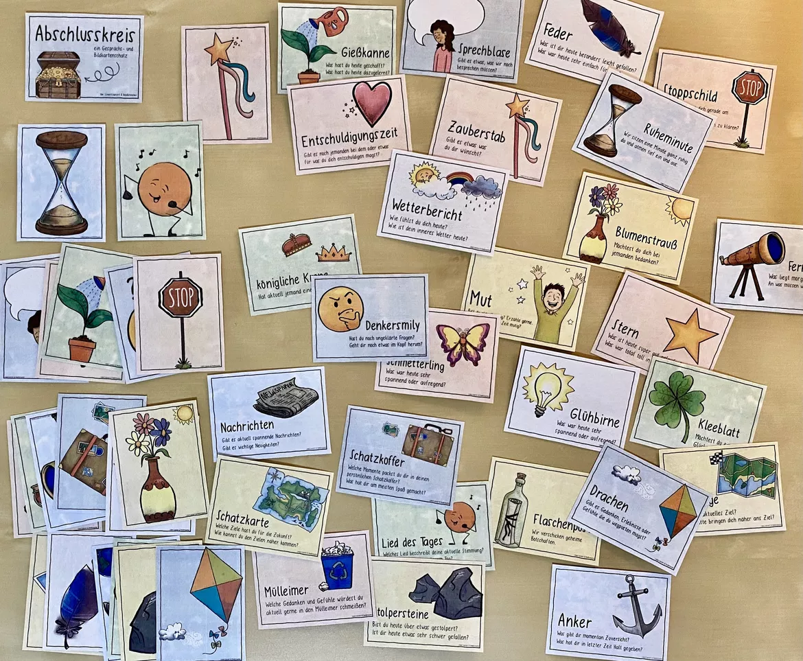 Bild in der Beschreibung des Unterrichtsmaterials Abschlusskreis Ritual - Gesprächskarten von Doodleteacher #1