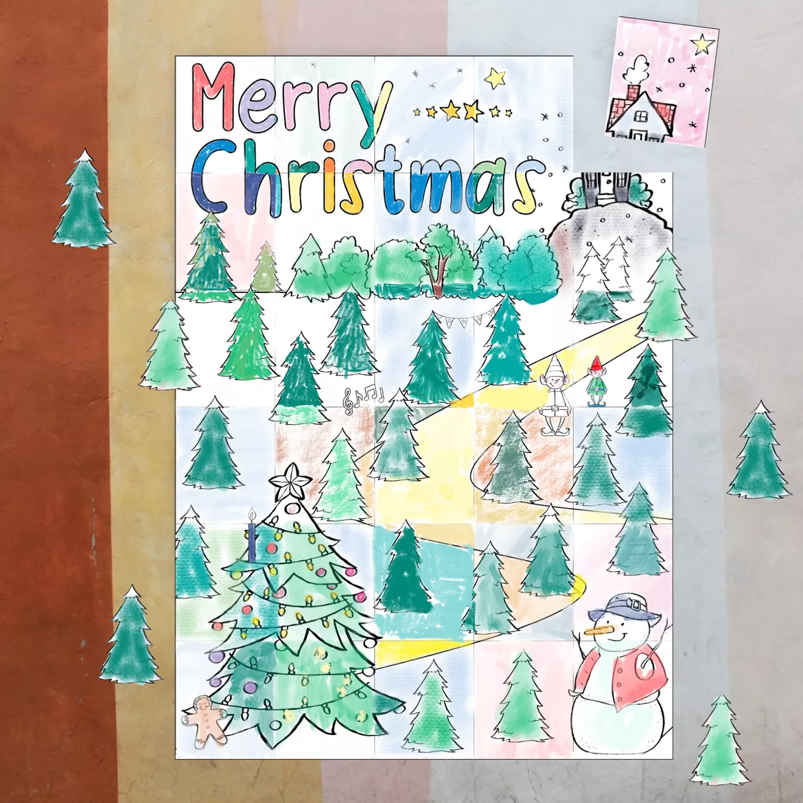 Bild in der Beschreibung des Unterrichtsmaterials Merry Christmas - Kooperatives Poster fürs Klassenzimmer von Doodleteacher #3