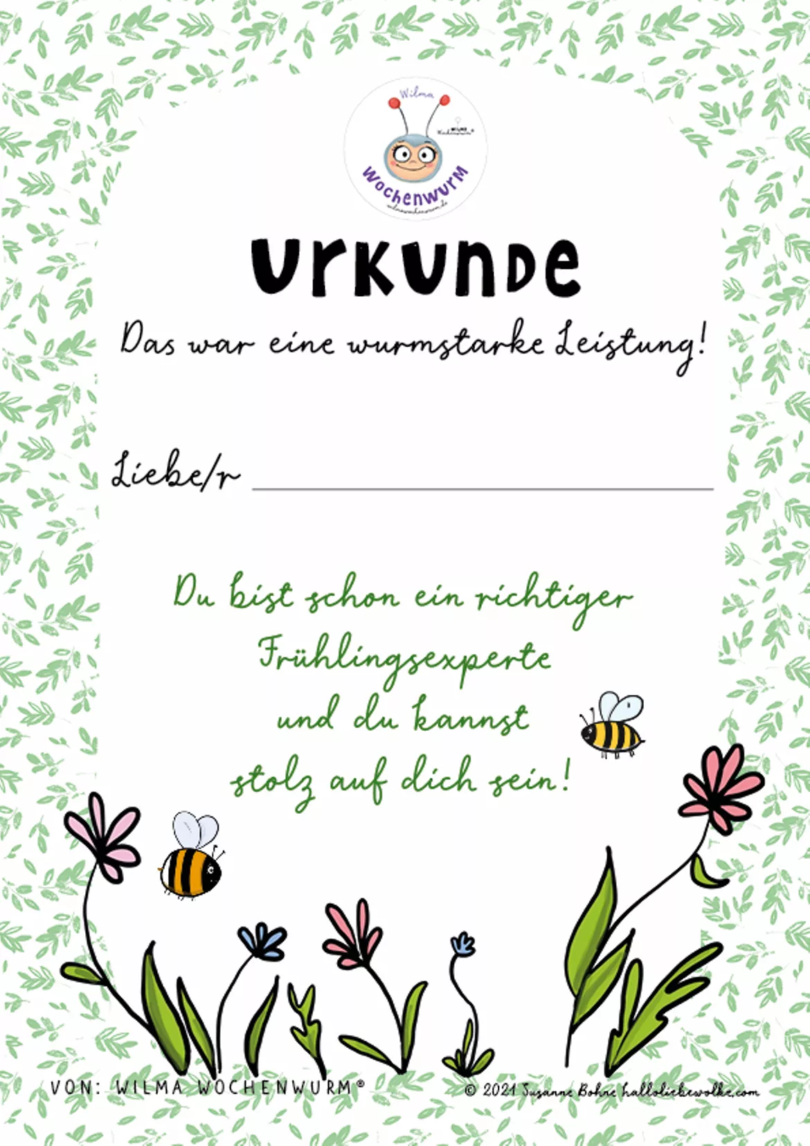Bild in der Beschreibung des Unterrichtsmaterials Interaktives Quiz zum Frühling mit Urkunde, Ausmalbild & Vorlesegeschichte - Homeschooling PDF & EPUB von Wilma Wochenwurm #1