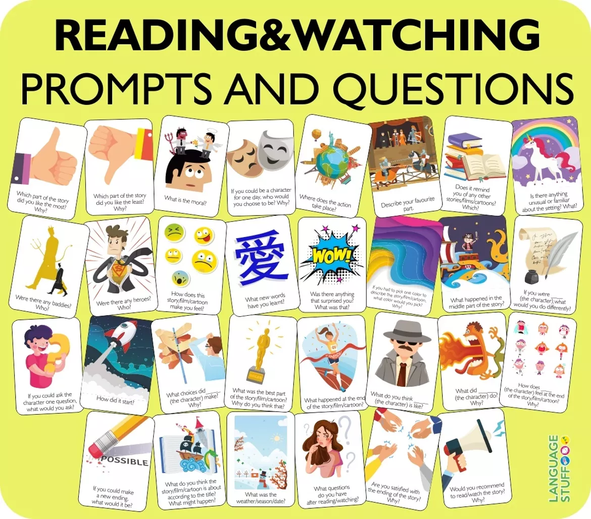 Bild in der Beschreibung des Unterrichtsmaterials Reading prompts and questions cards von Language Stuff #1